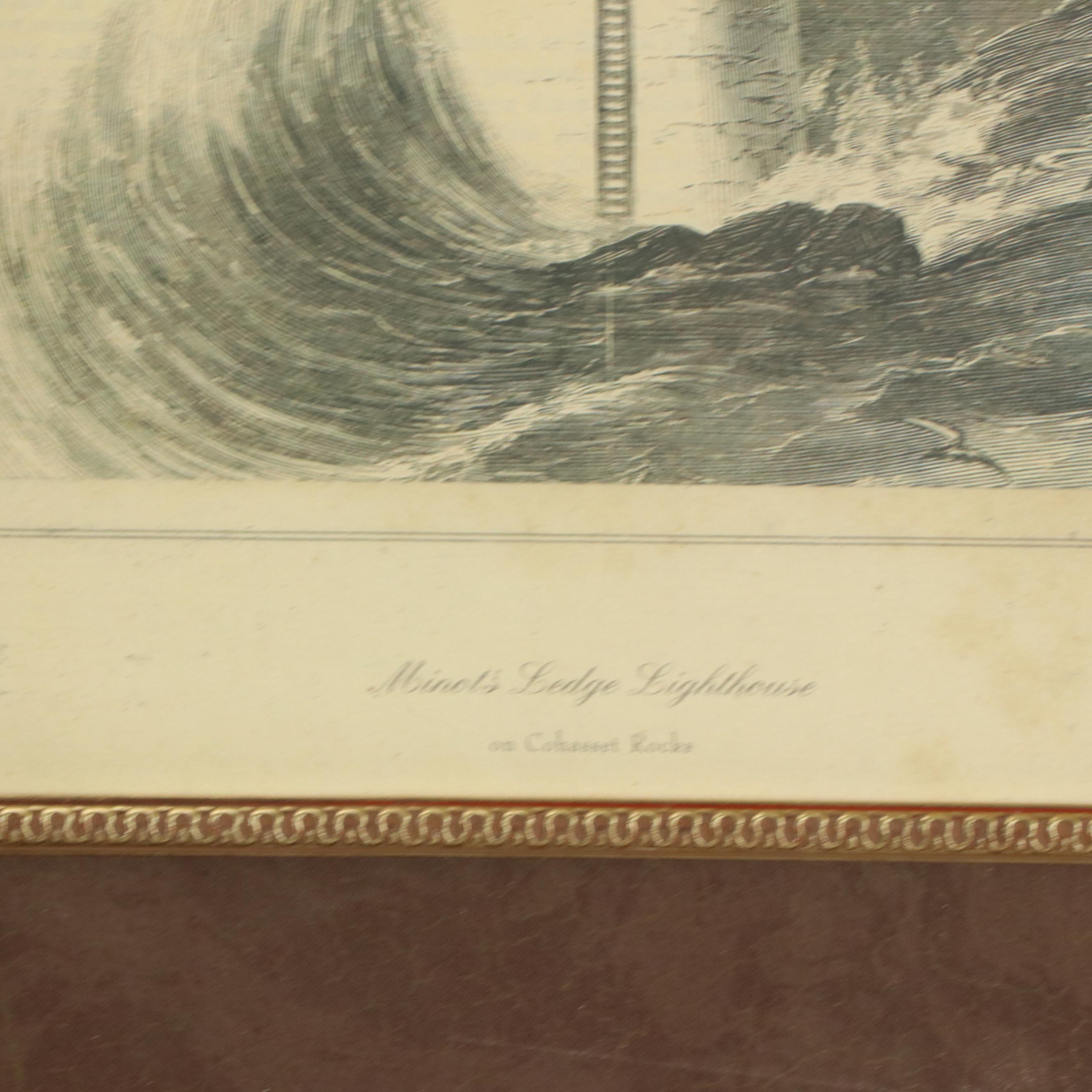 Offset Lithographs of Coastal Landscapes with Lighthouses