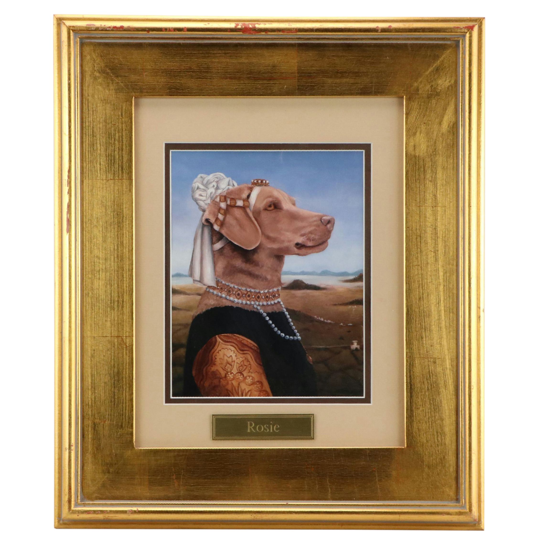 Digital Print of an Anthropomorphic Portrait of a Dog in Costume "Rosie"