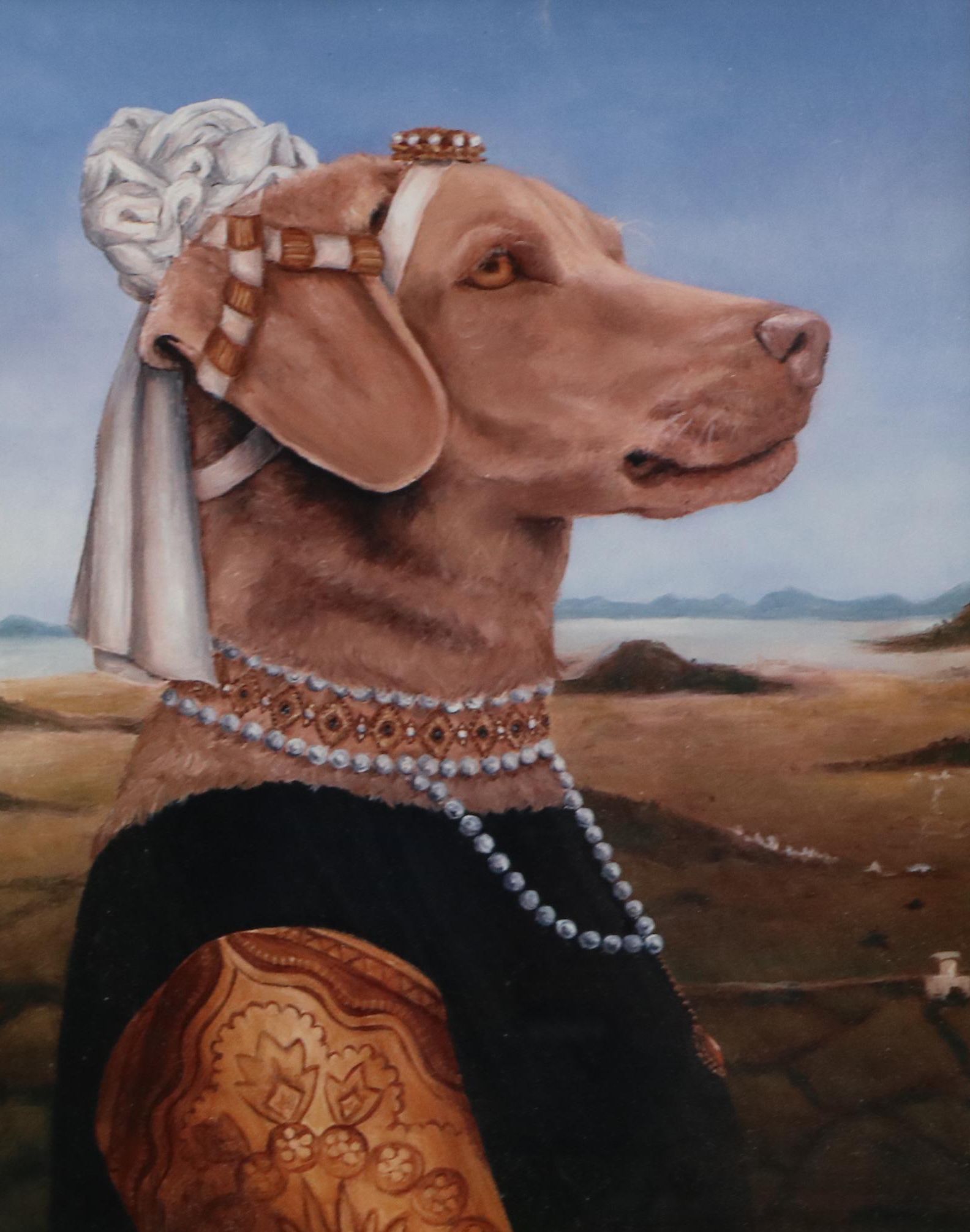 Digital Print of an Anthropomorphic Portrait of a Dog in Costume "Rosie"