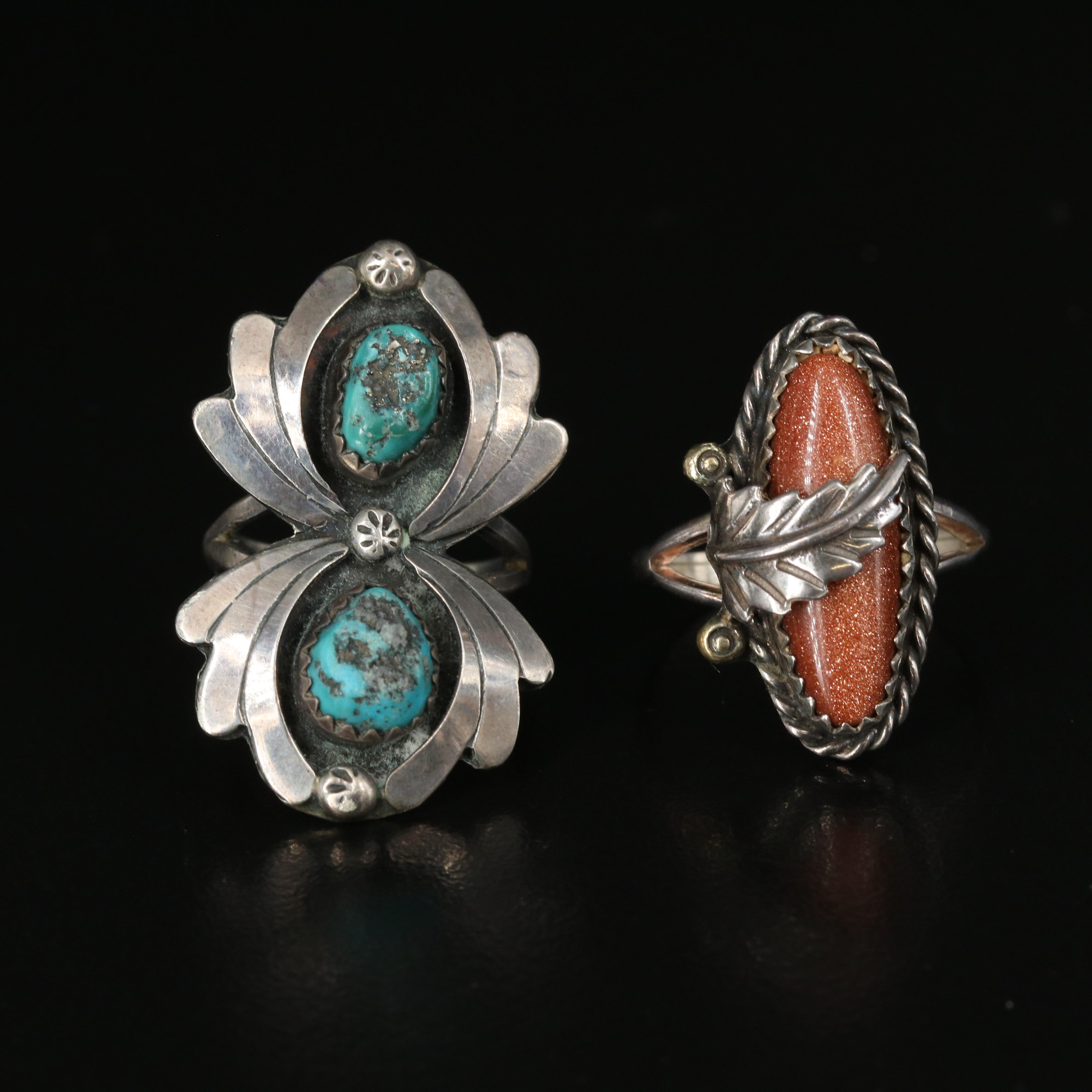 Southwestern Sterling Rings Including Turquoise and Coral
