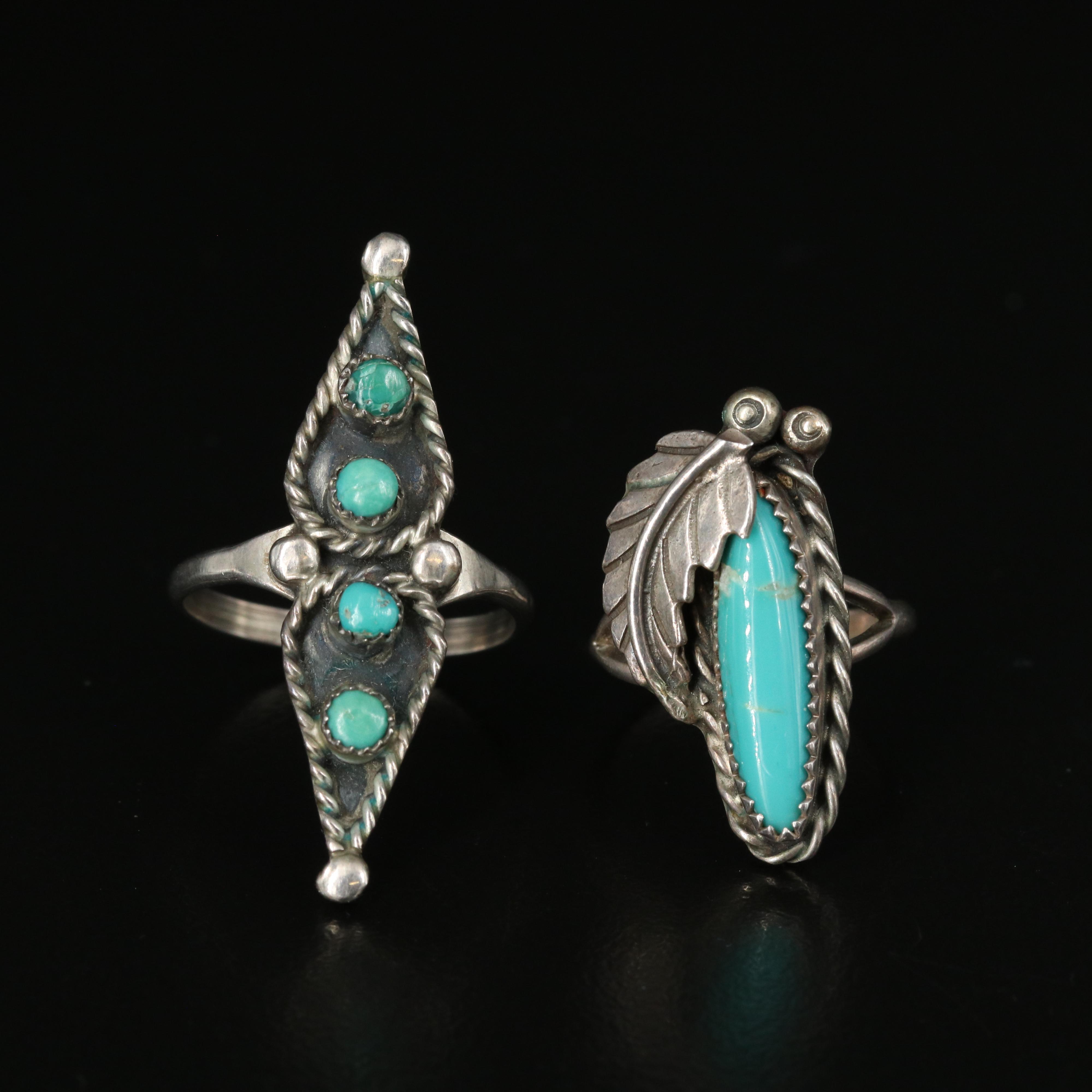 Southwestern Sterling Rings Including Turquoise and Coral