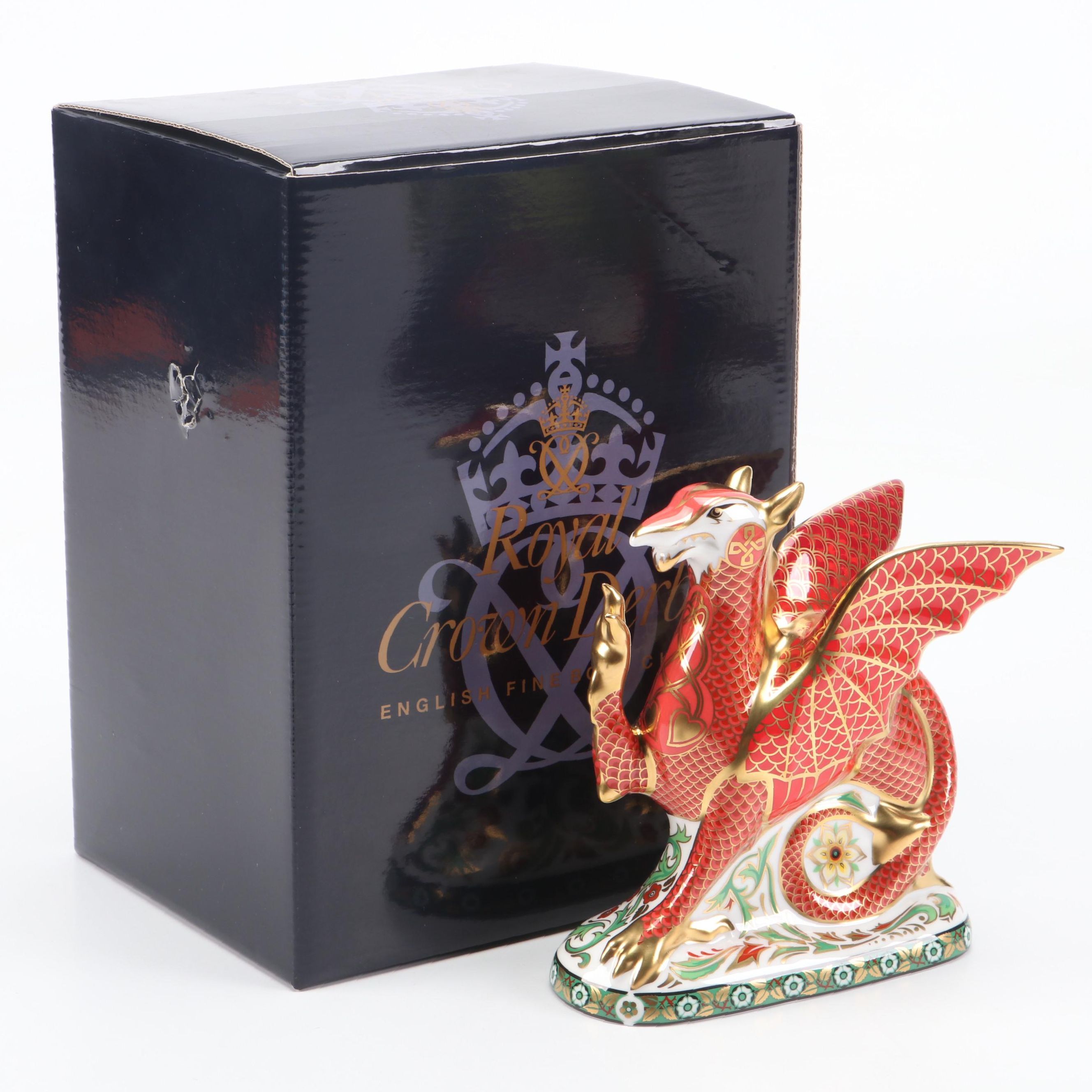 Royal Crown Derby Limited Edition "Welsh Dragon" Bone China Paperweight