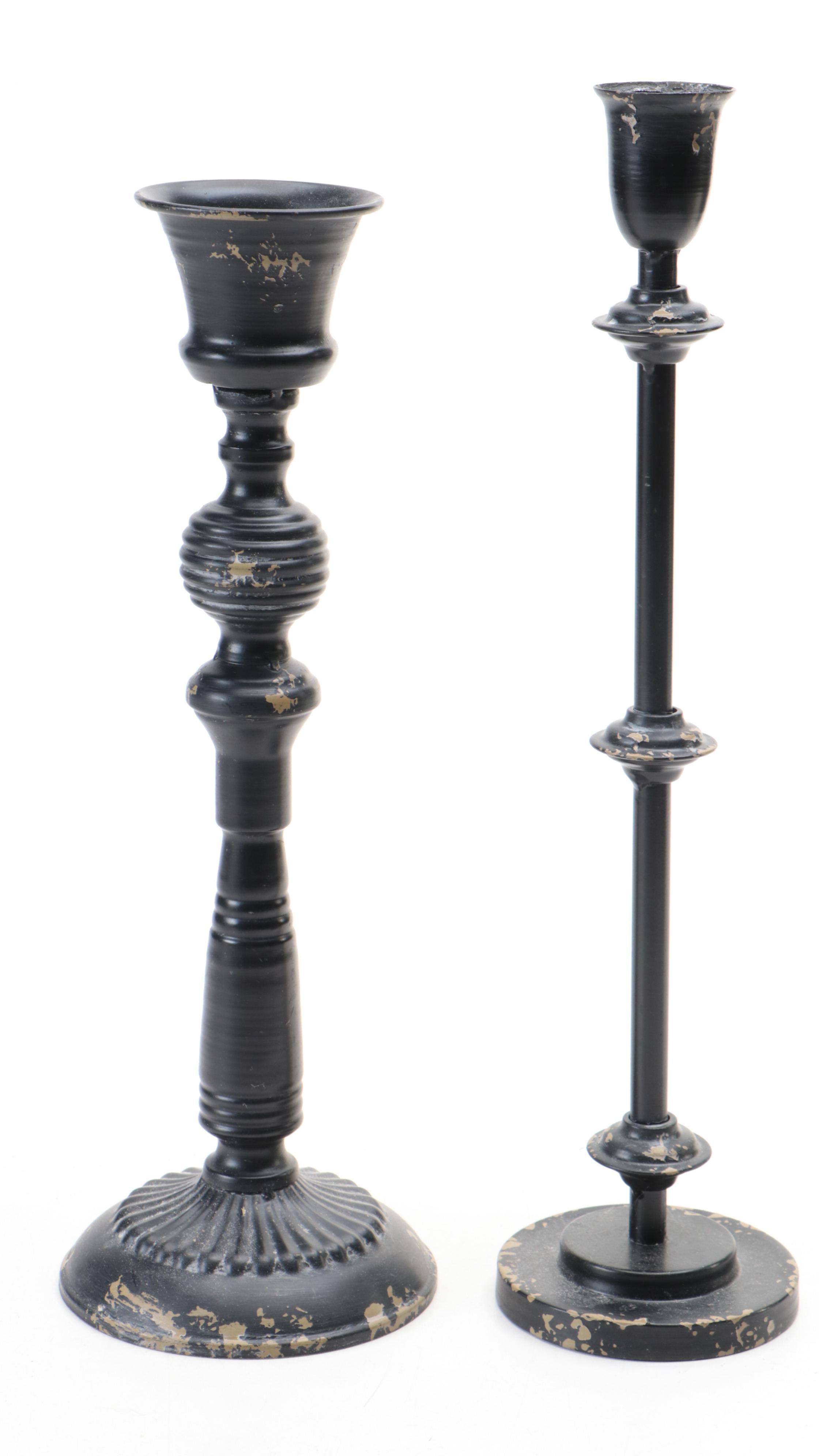 Ceramic Stag Plate with Black Metal Candlesticks