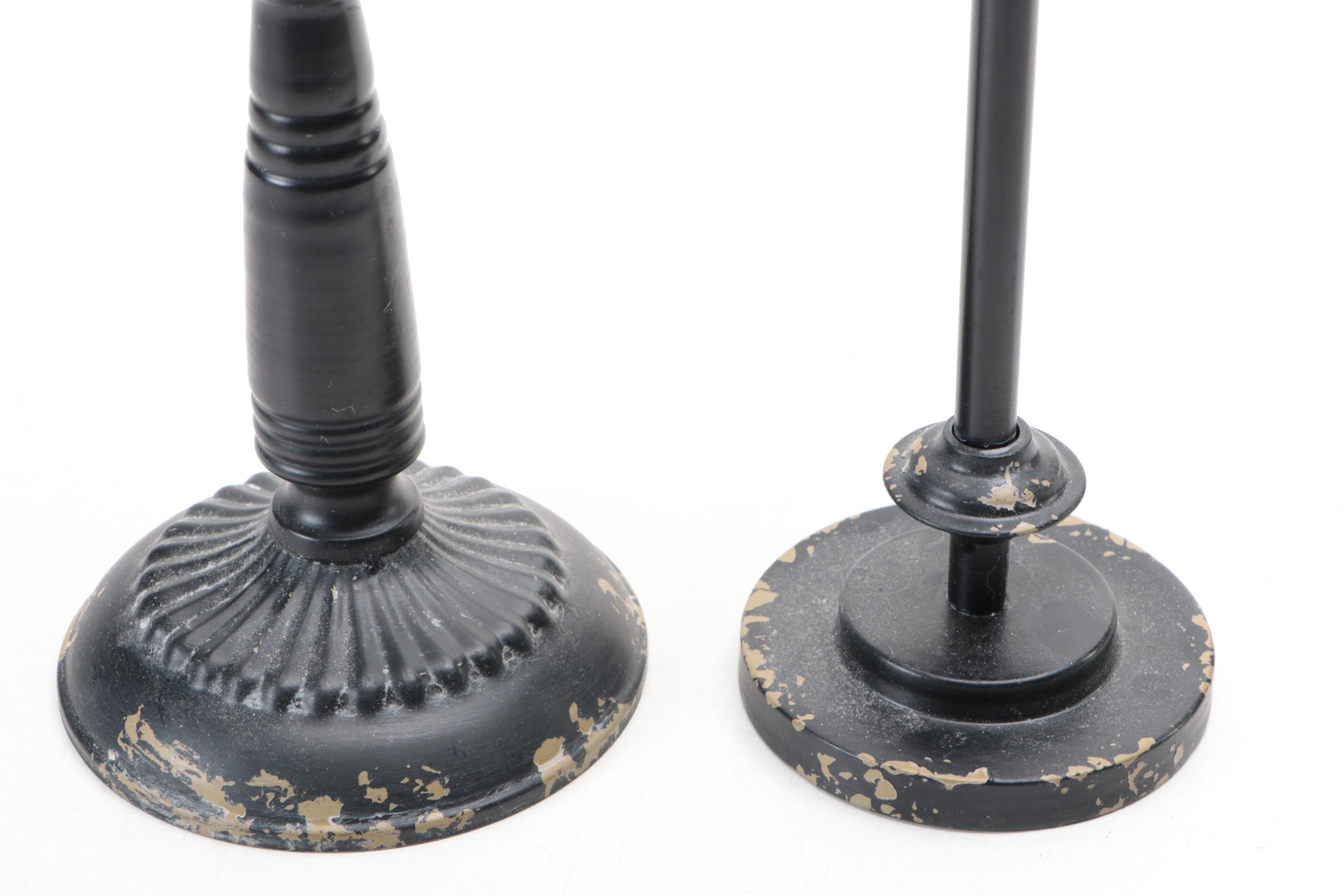 Ceramic Stag Plate with Black Metal Candlesticks