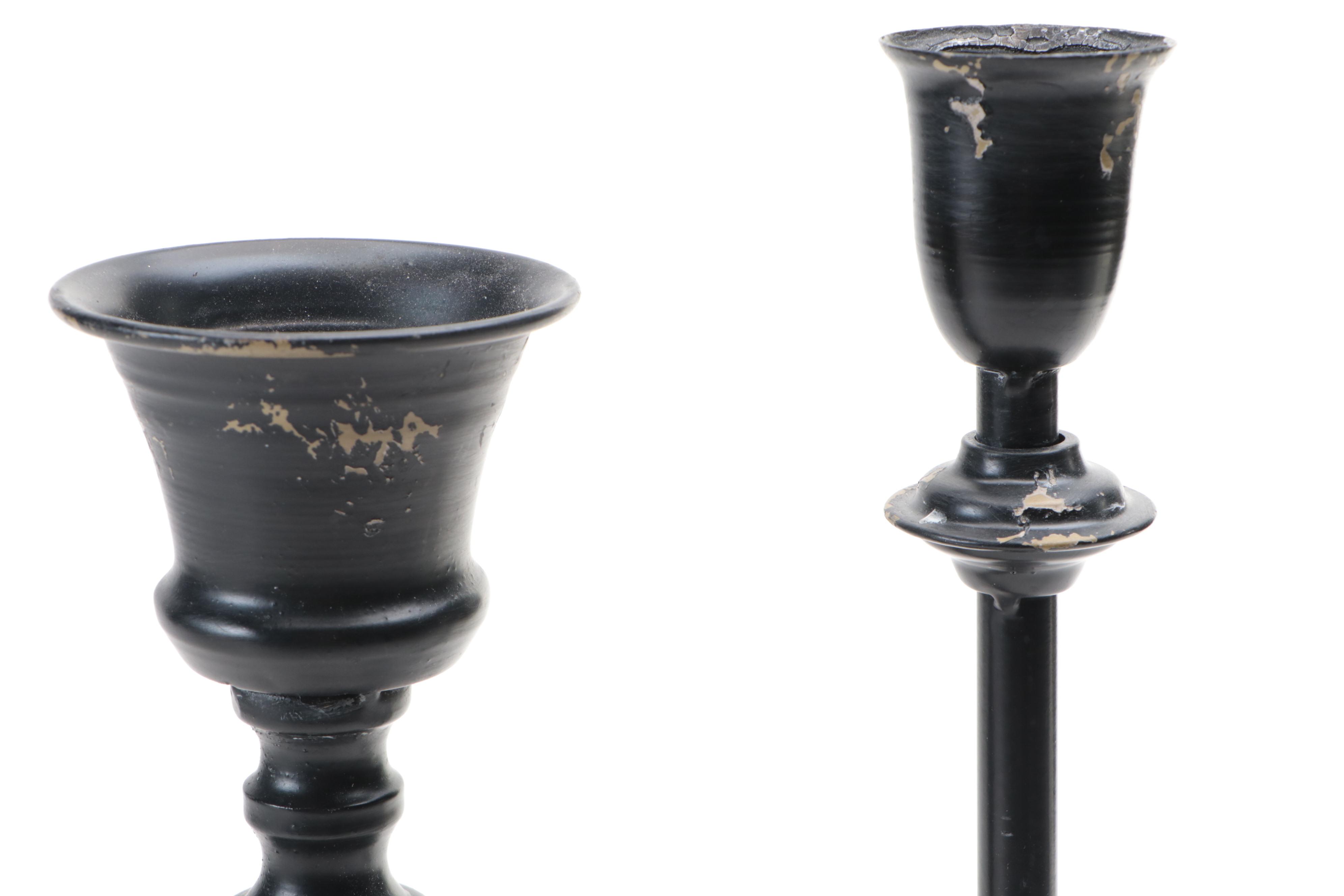 Ceramic Stag Plate with Black Metal Candlesticks