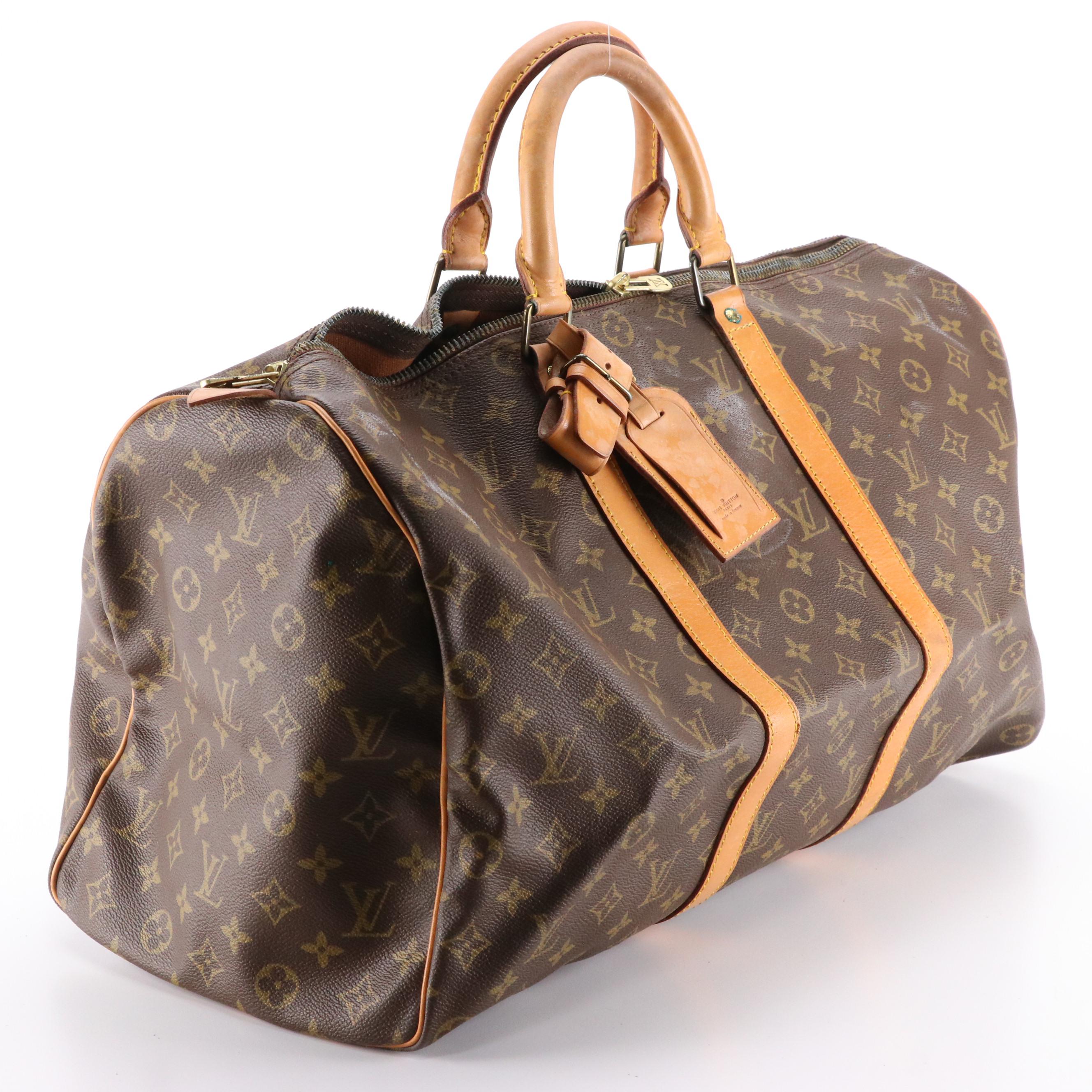 Louis Vuitton Keepall 50 Travel Bag in Monogram Canvas and Leather