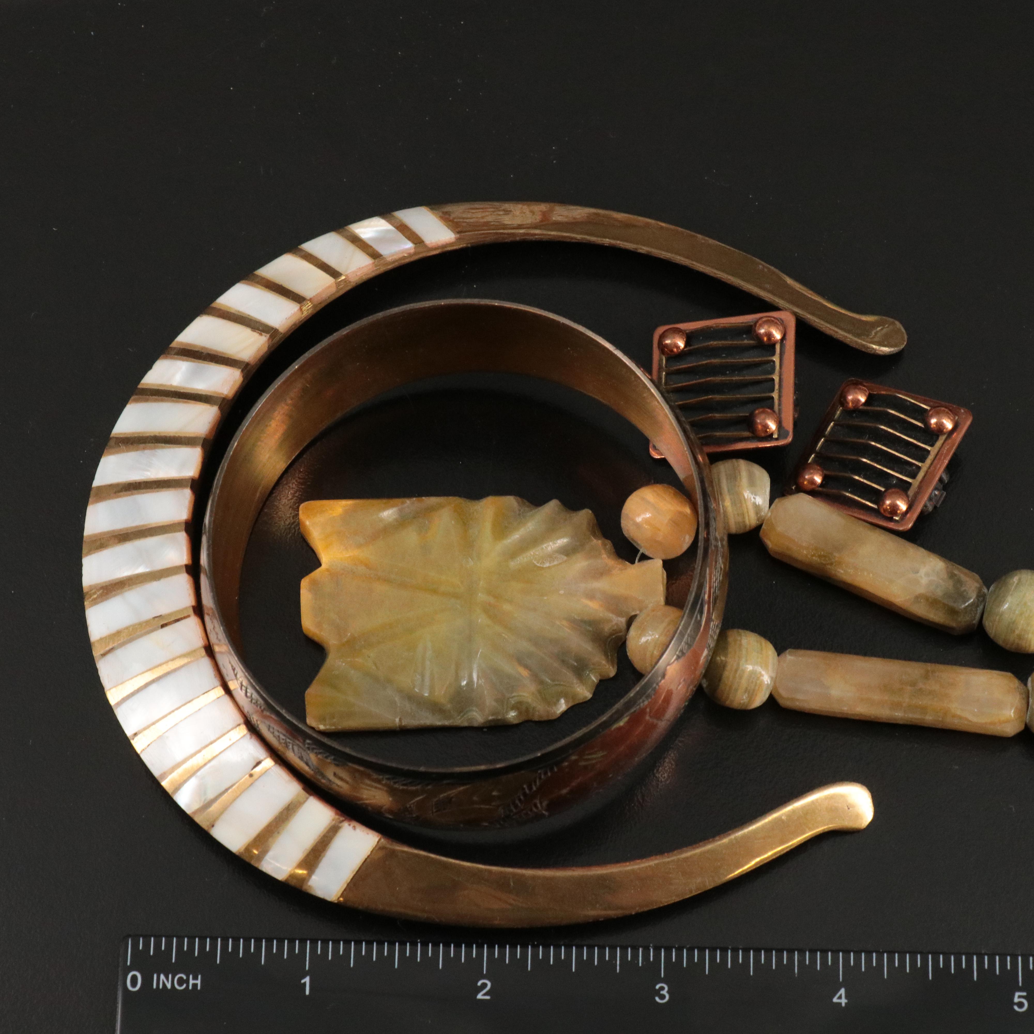 Calcite and Wood Featured in Vintage Jewelry