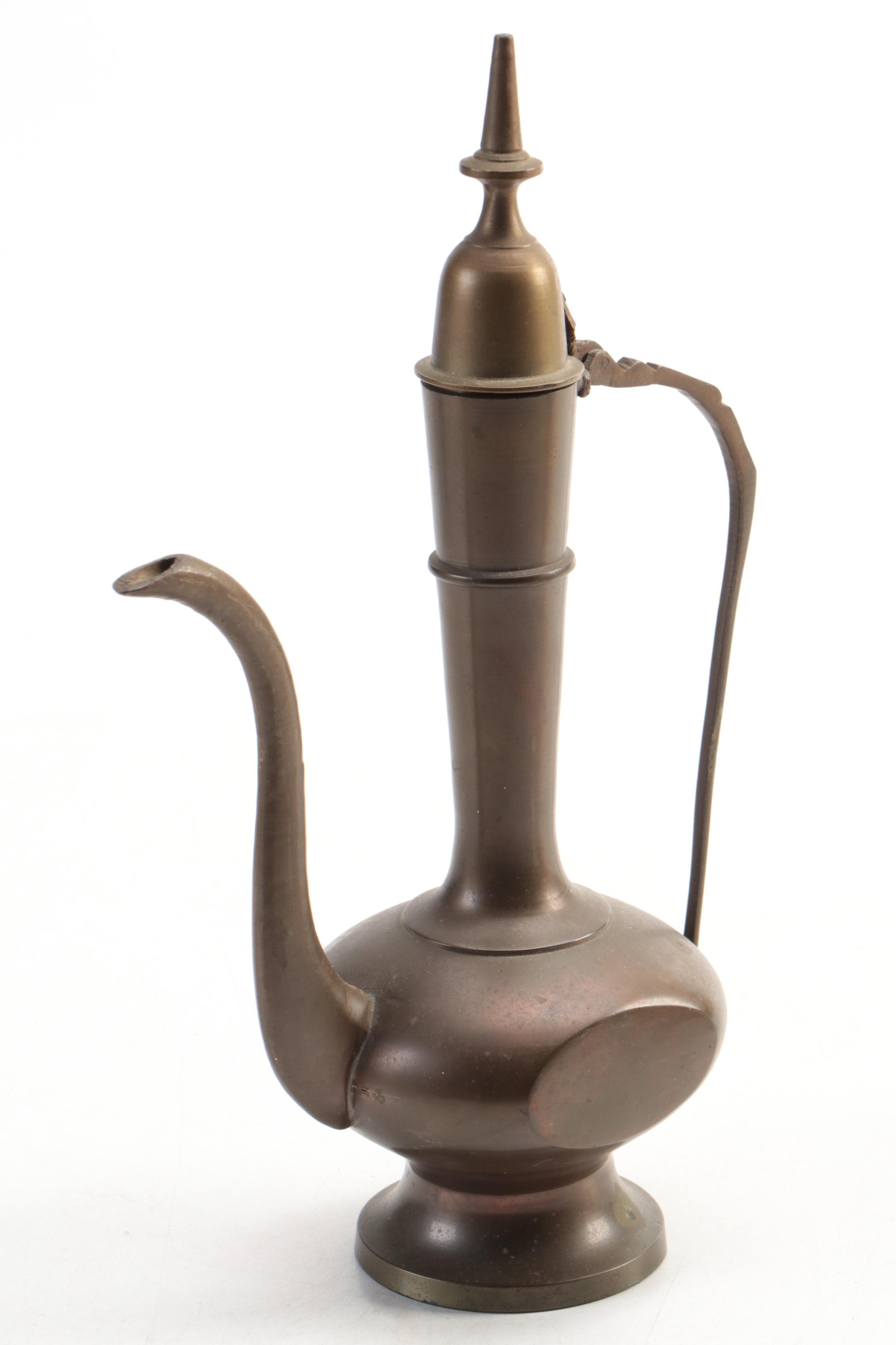 Indian Brass Ewer with Balance Scale and Cast Brass Eagle Paperweight