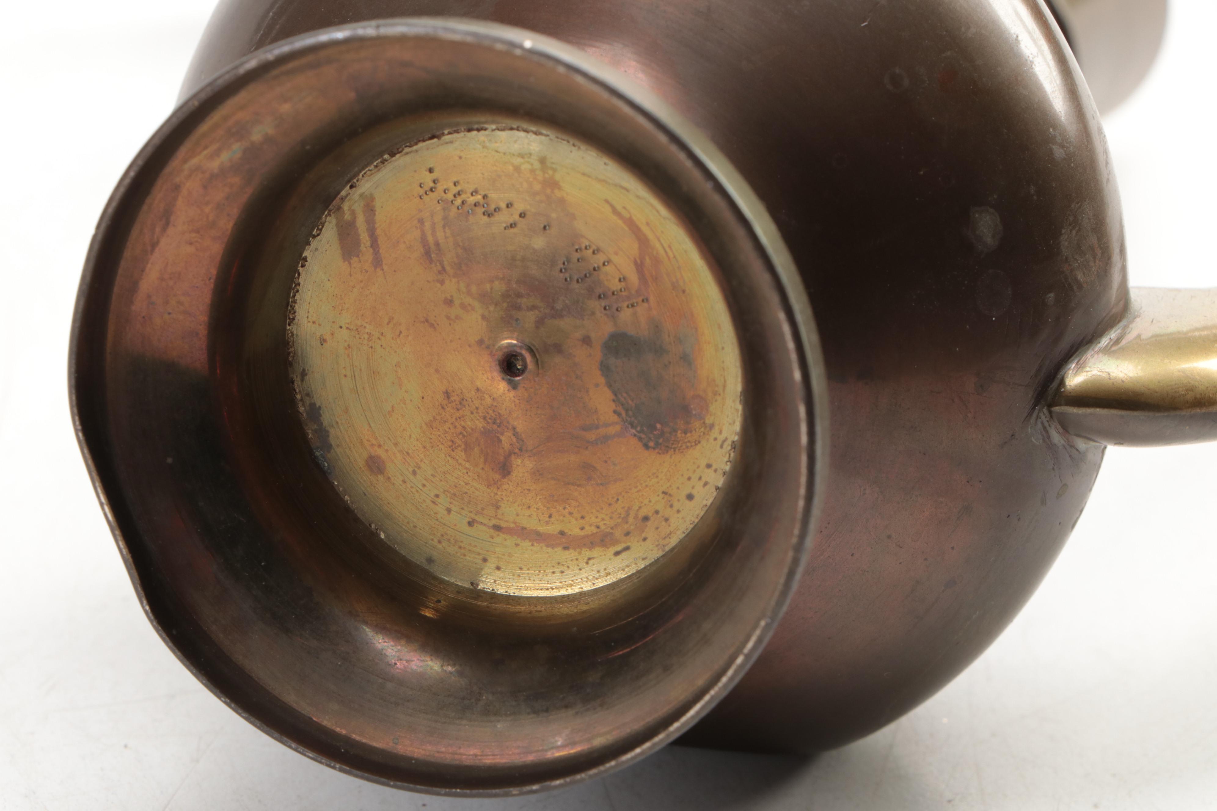 Indian Brass Ewer with Balance Scale and Cast Brass Eagle Paperweight