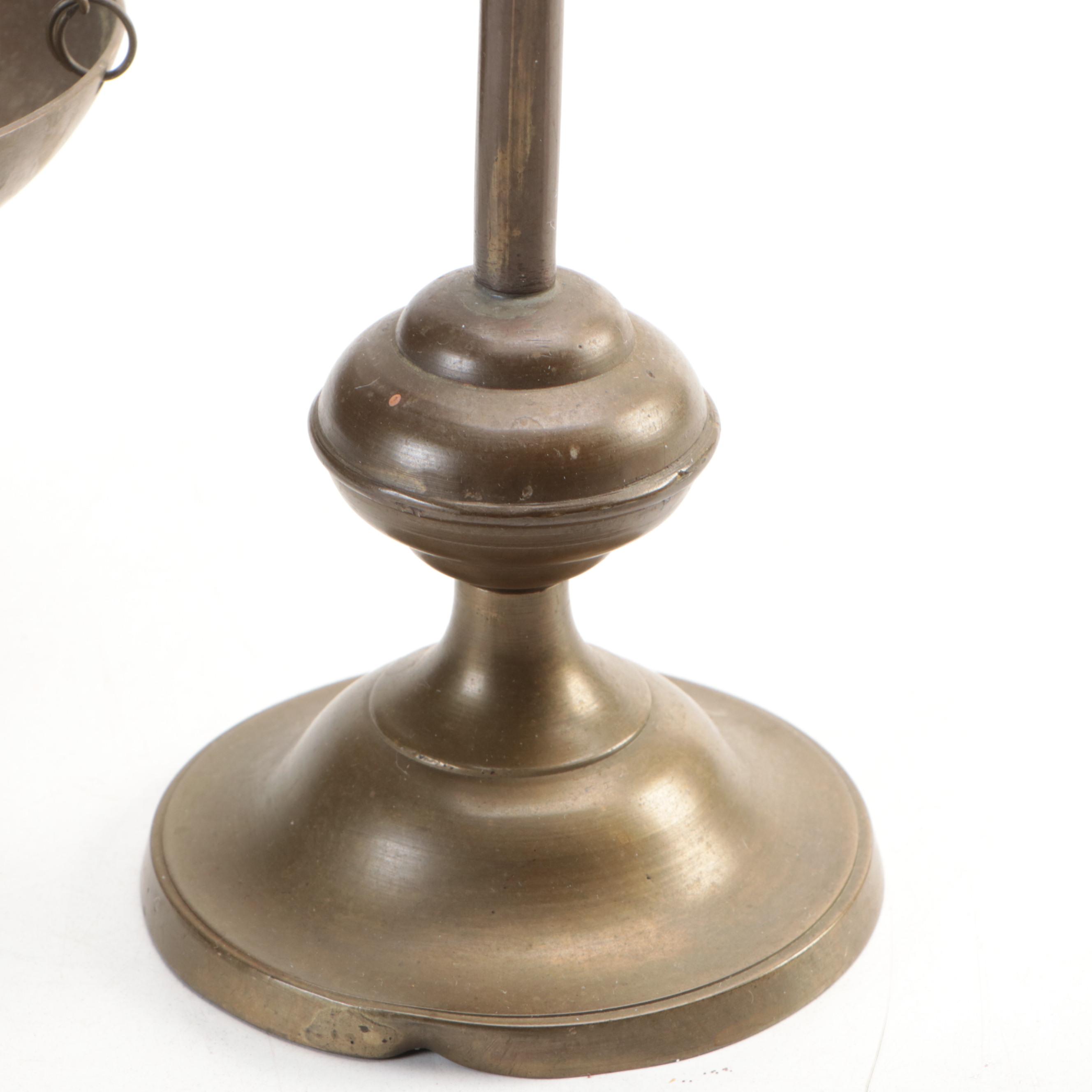 Indian Brass Ewer with Balance Scale and Cast Brass Eagle Paperweight