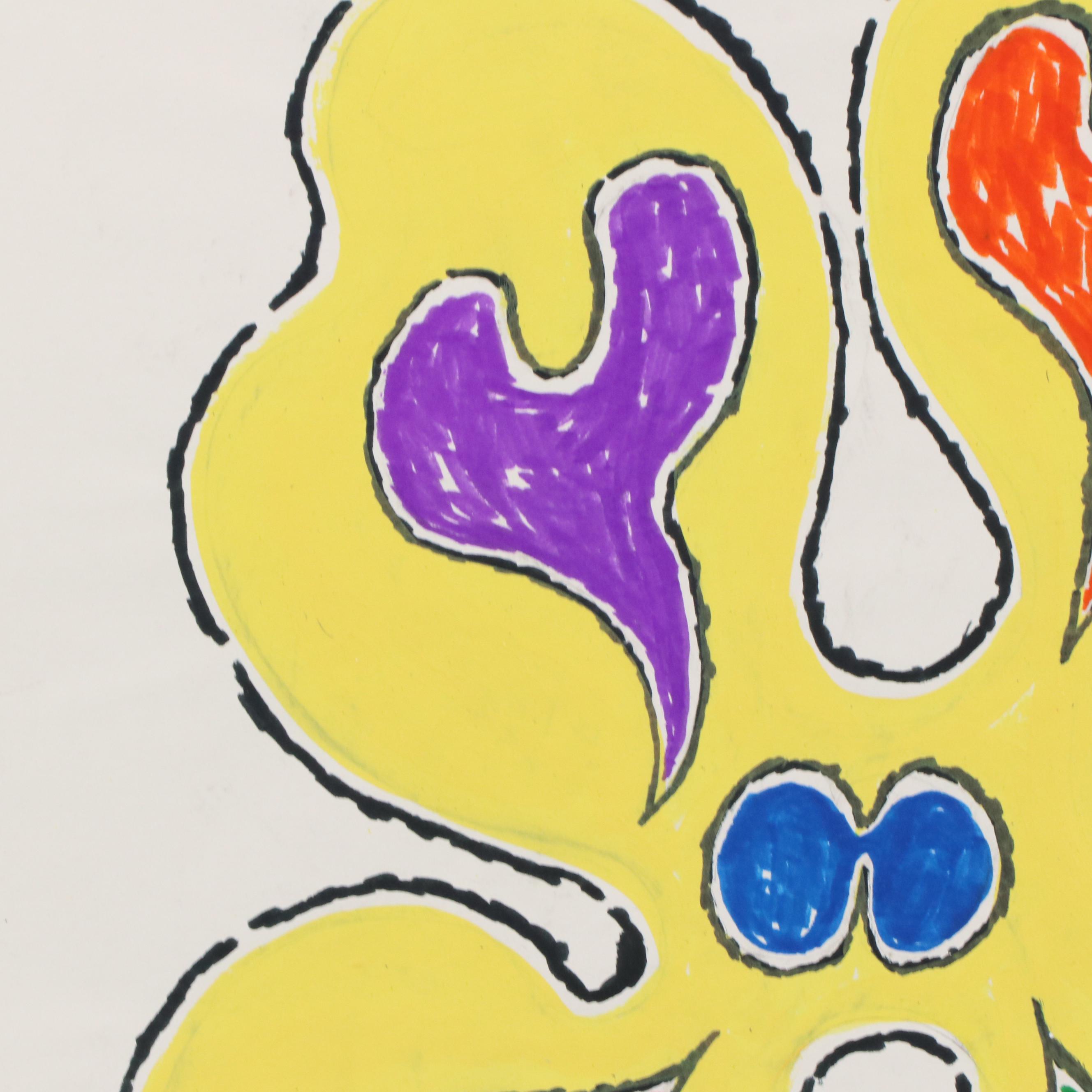 Achillo “Achi” Sullo Modern Biomorphic Ink Drawing, Mid to Late 20th Century