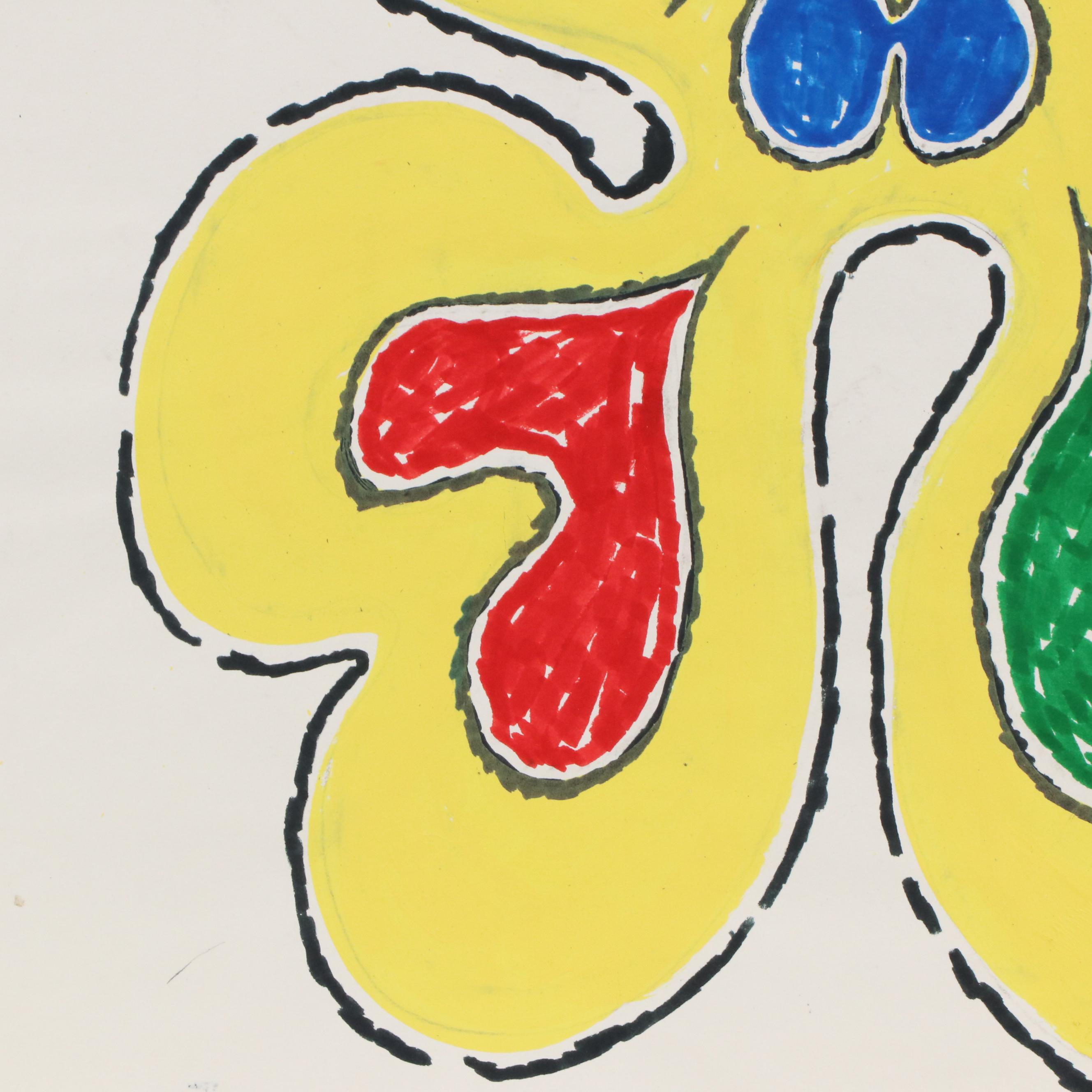 Achillo “Achi” Sullo Modern Biomorphic Ink Drawing, Mid to Late 20th Century