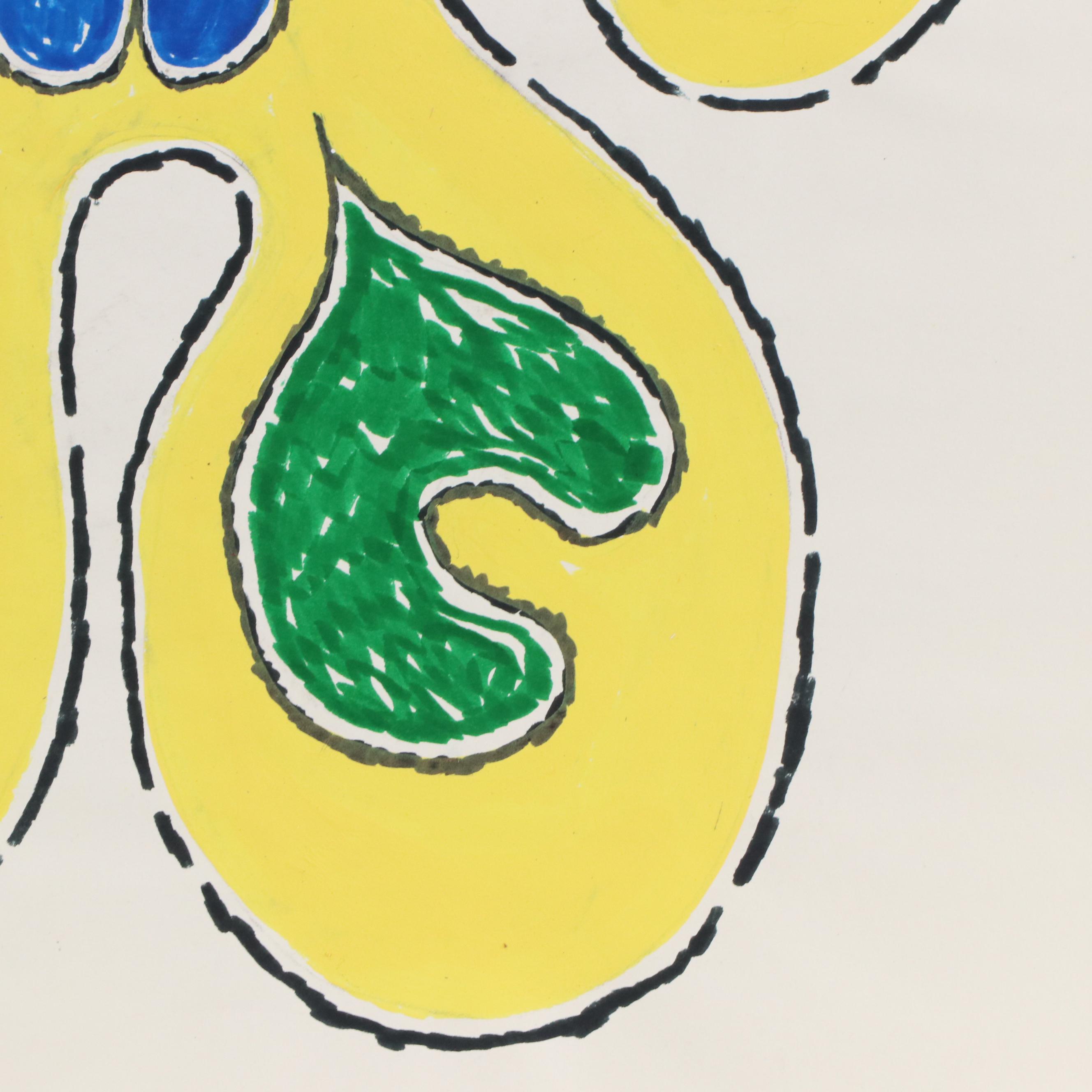 Achillo “Achi” Sullo Modern Biomorphic Ink Drawing, Mid to Late 20th Century