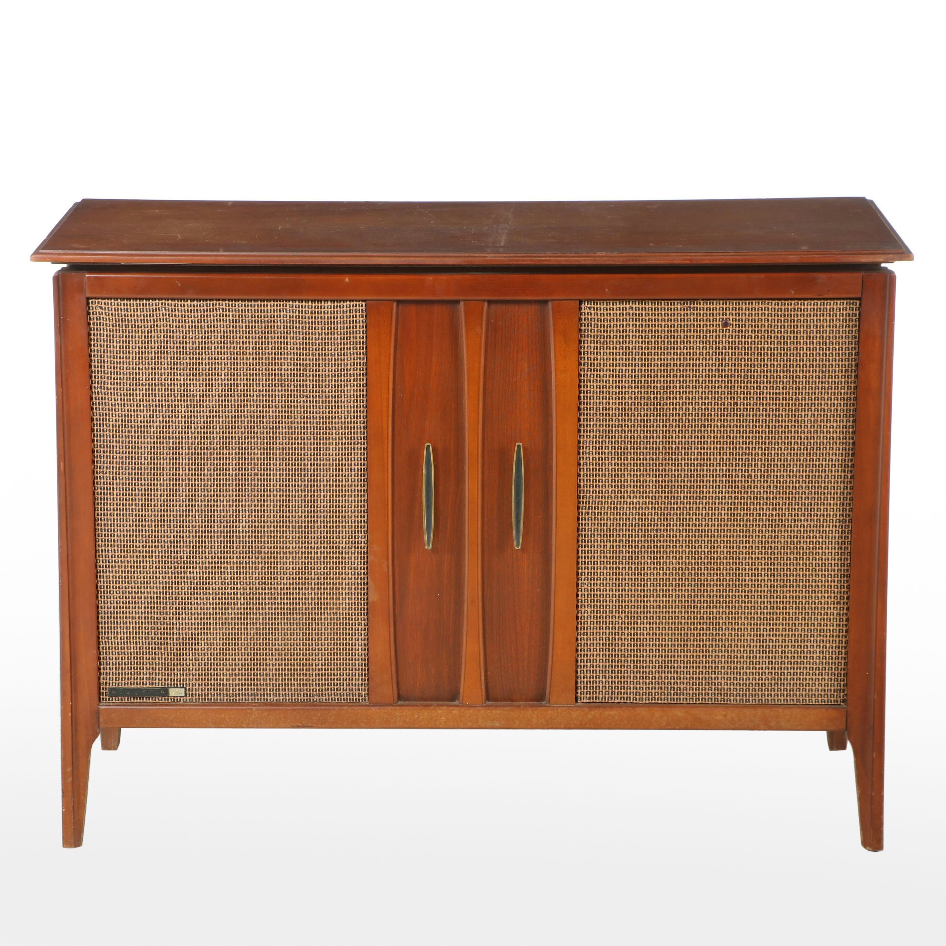 RCA Victor Victrola Mid Century Modern Walnut Turntable Cabinet