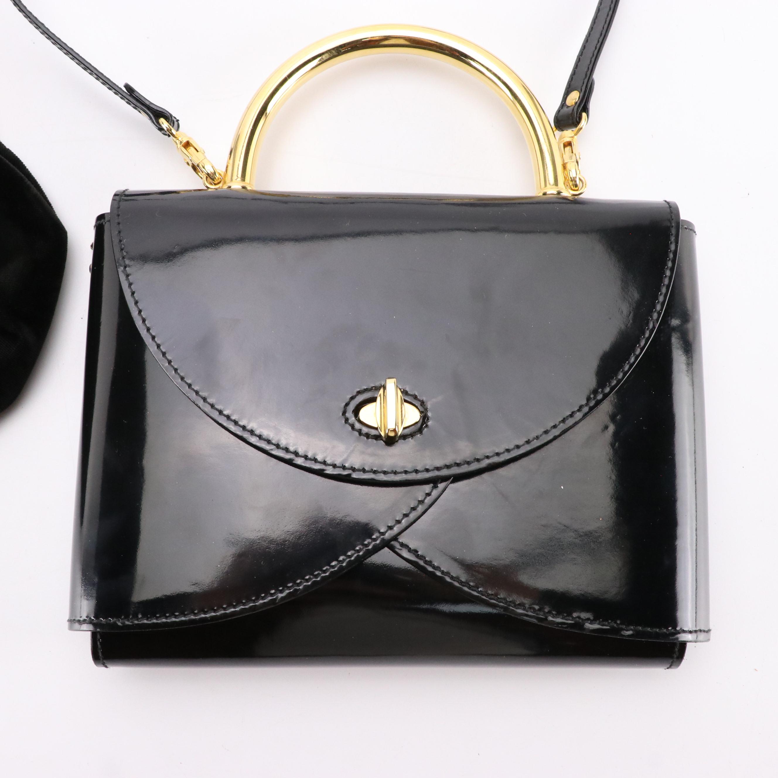 Walter Steiger Origami Style Purse and 1930s Bead Frame Velvet Evening Bag