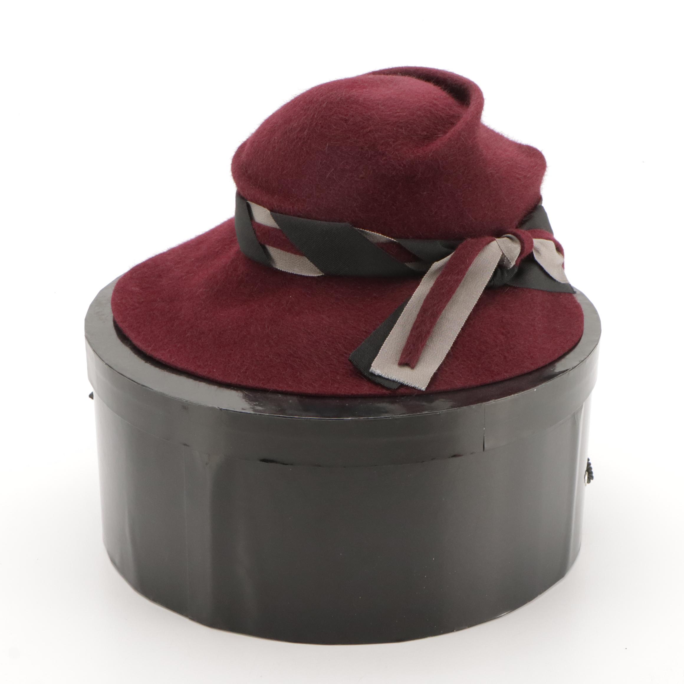 Brenda Lynn Sculpted Fur Felt Wide Brim Hat with Box