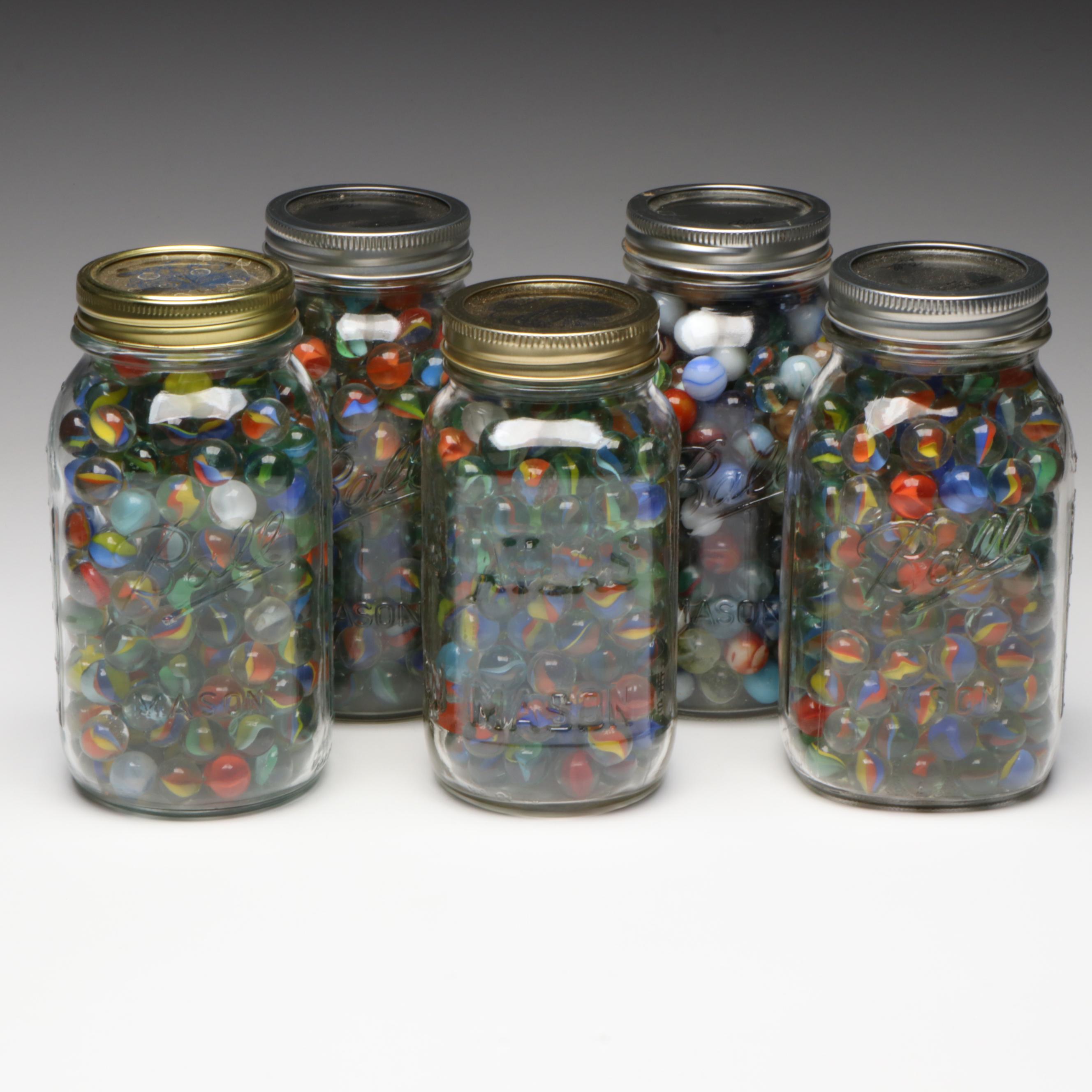 Clay, Swirlies, Cat-Eyes, Clearies, and More Machine-Made Glass Marbles