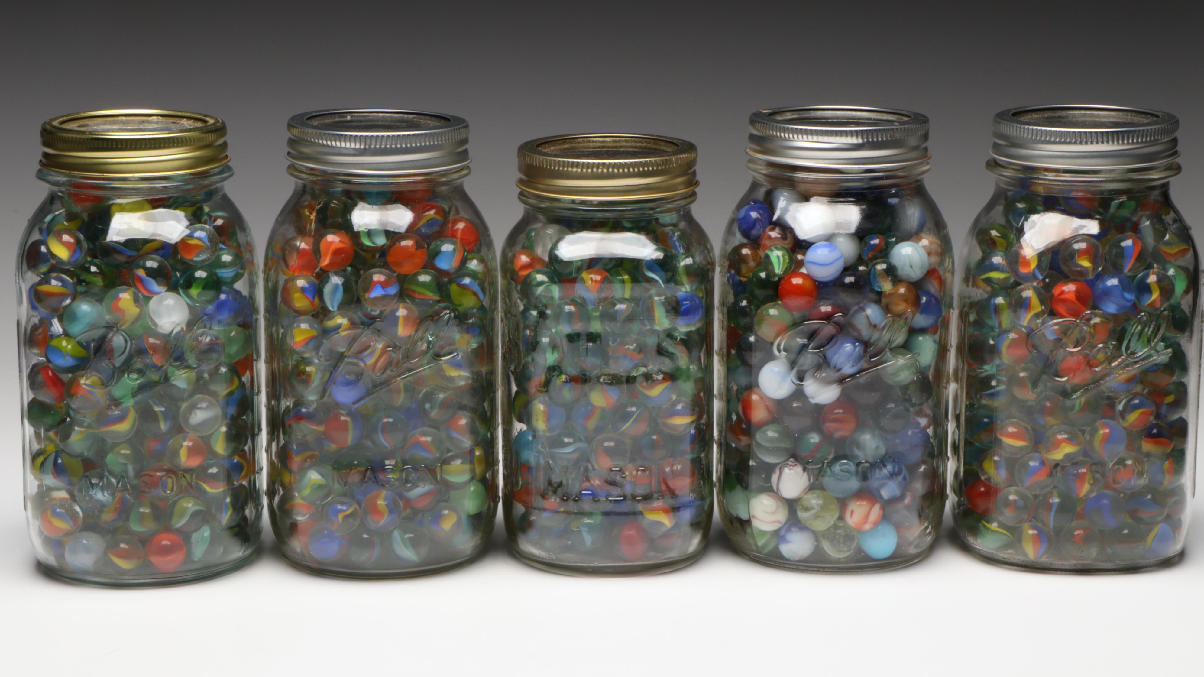 Clay, Swirlies, Cat-Eyes, Clearies, and More Machine-Made Glass Marbles