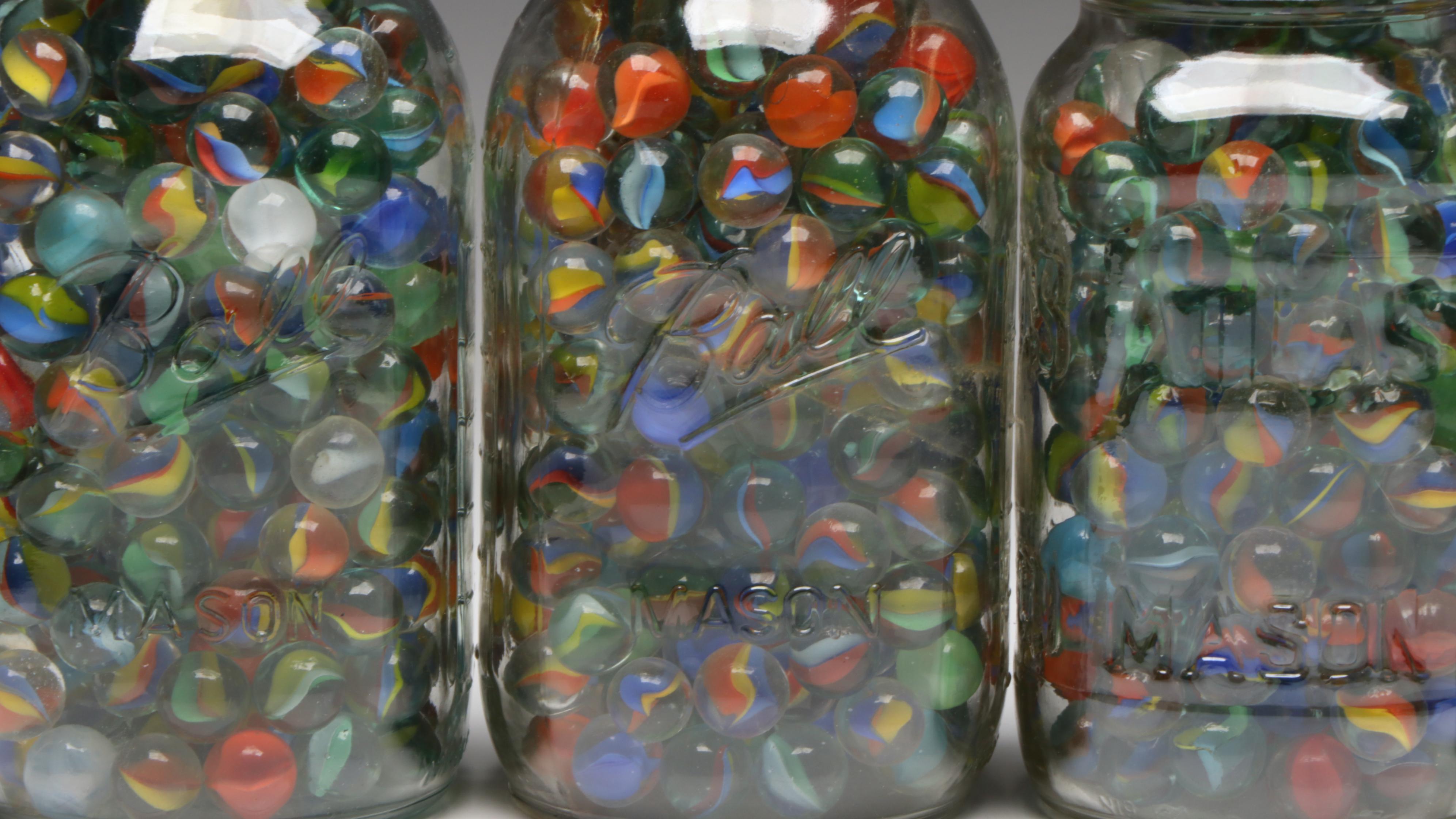 Clay, Swirlies, Cat-Eyes, Clearies, and More Machine-Made Glass Marbles