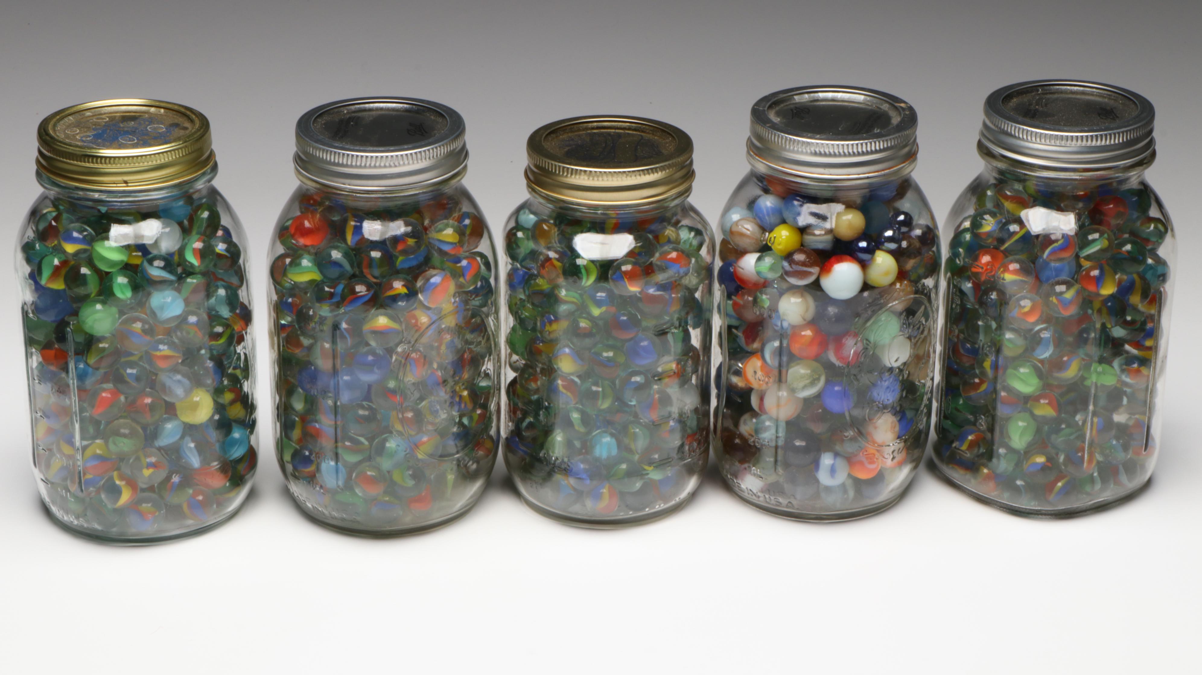 Clay, Swirlies, Cat-Eyes, Clearies, and More Machine-Made Glass Marbles