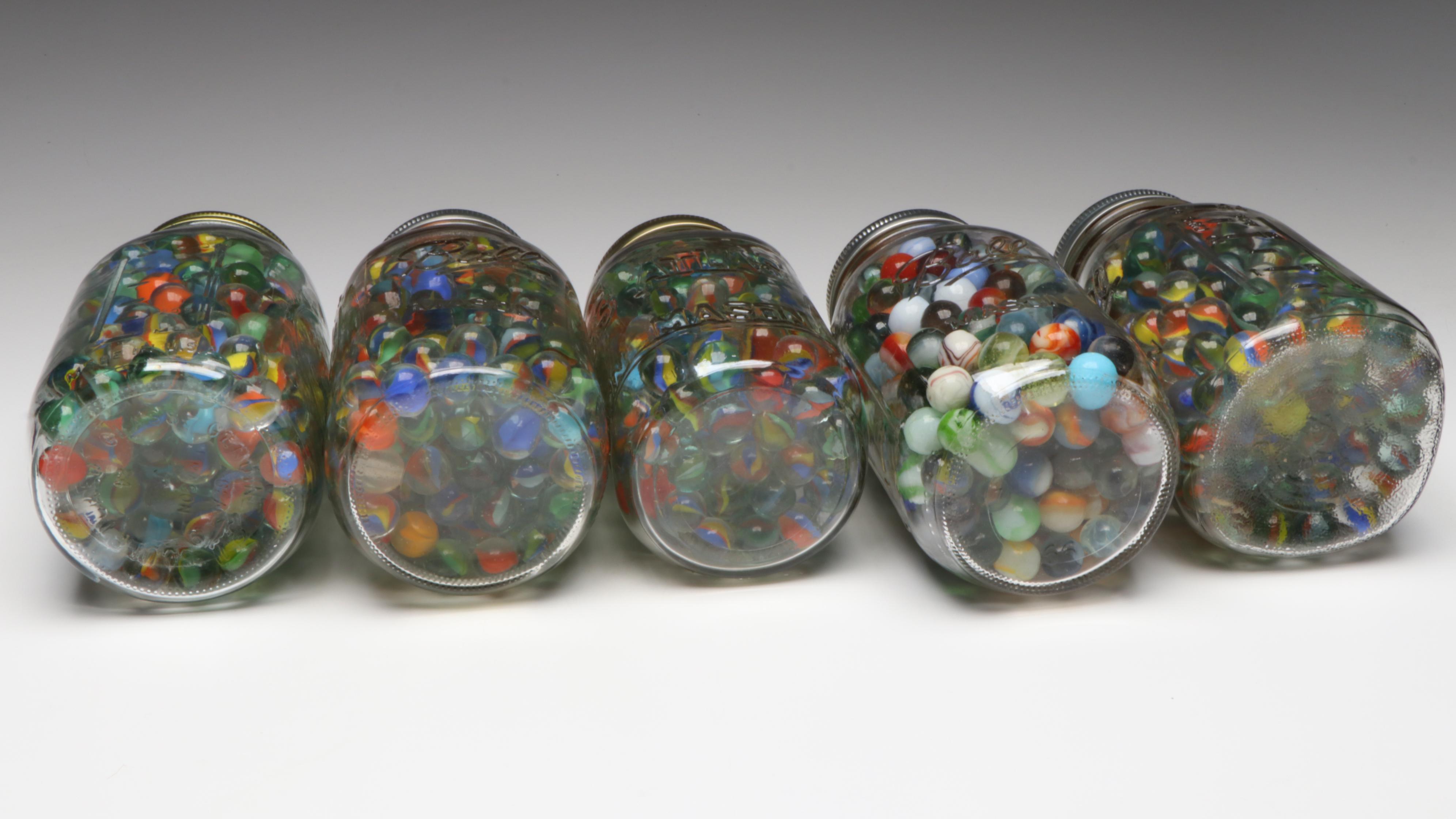 Clay, Swirlies, Cat-Eyes, Clearies, and More Machine-Made Glass Marbles