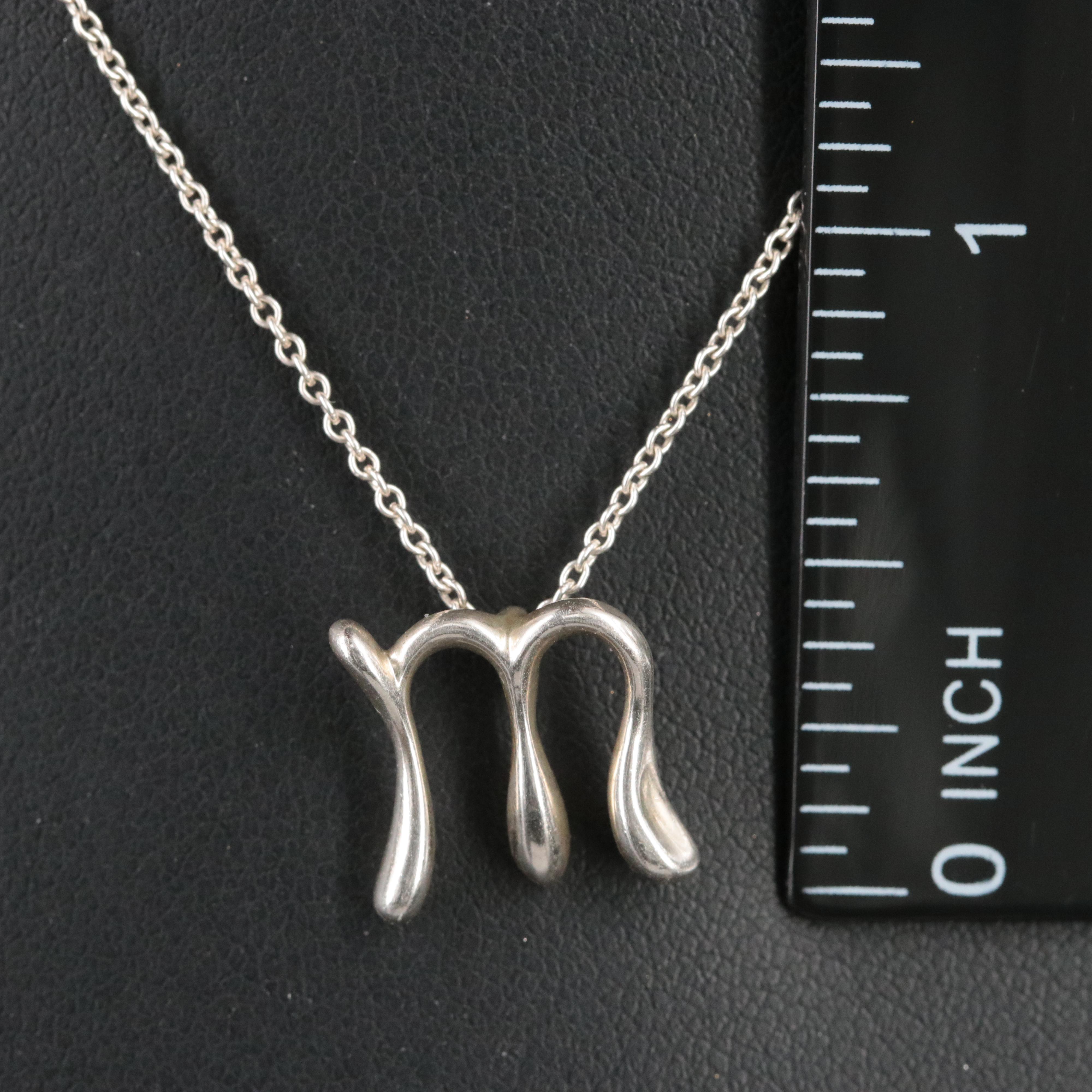 Elsa Peretti for Tiffany & Co. Sterling Alphabet Letter "M" Necklace
