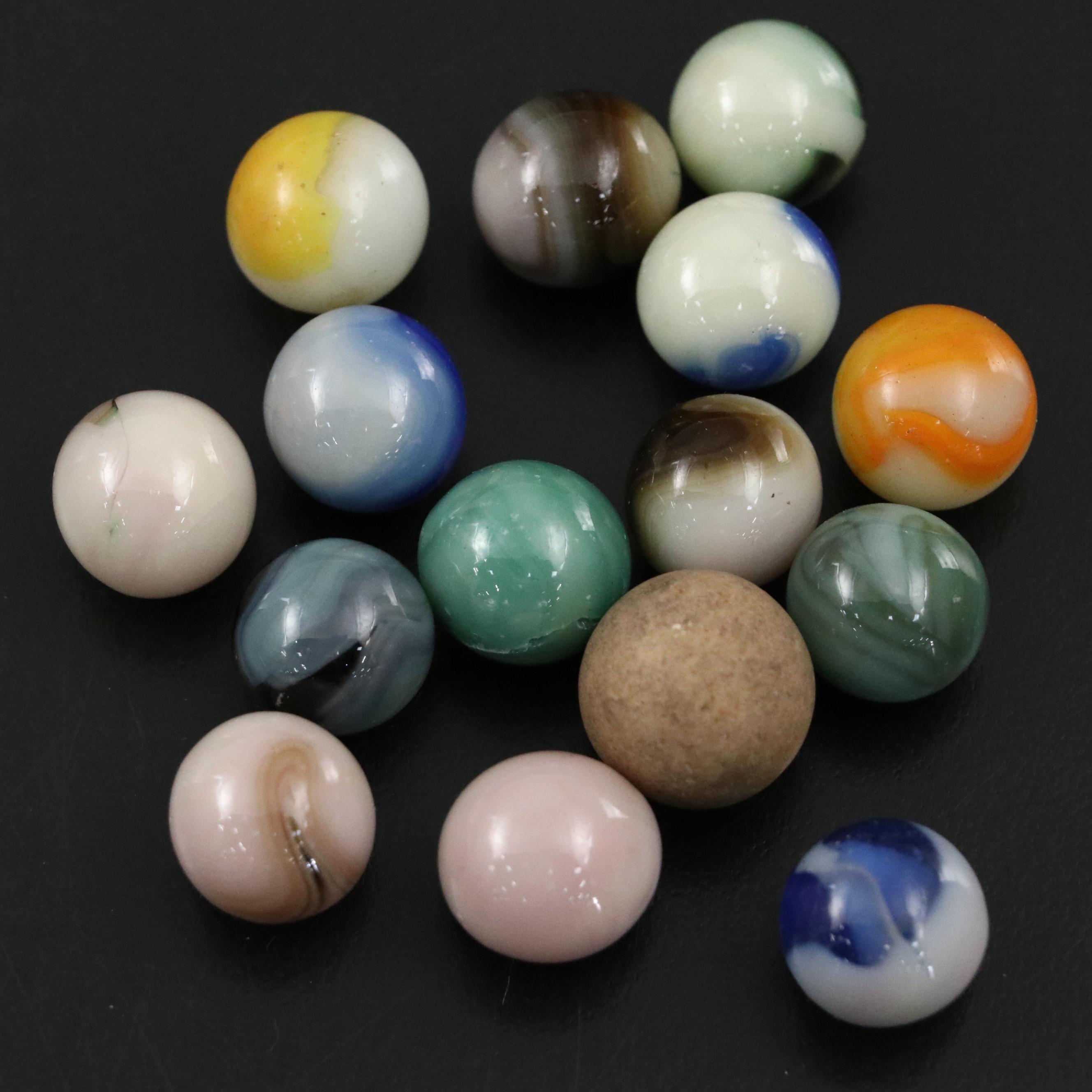 Clay, Swirlies, Cat-Eyes, Clearies, and More Machine-Made Glass Marbles