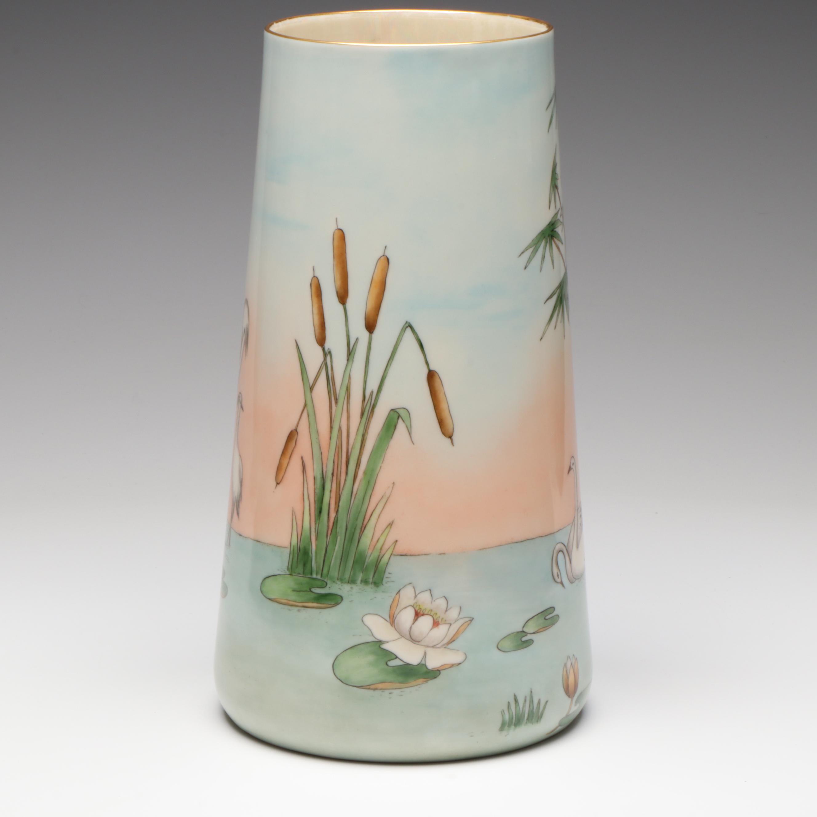 American Belleek Hand-Painted Vase, circa 1919