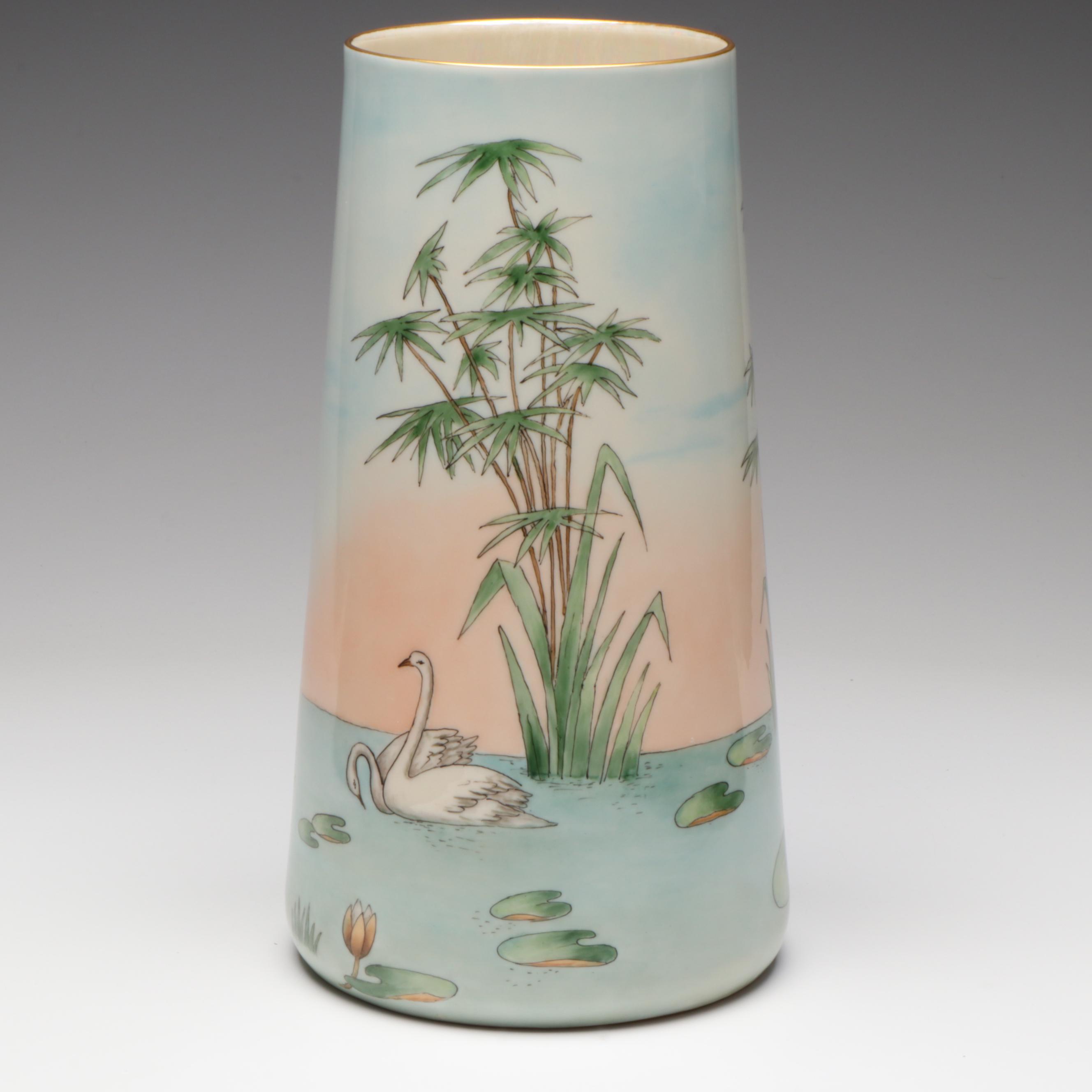 American Belleek Hand-Painted Vase, circa 1919