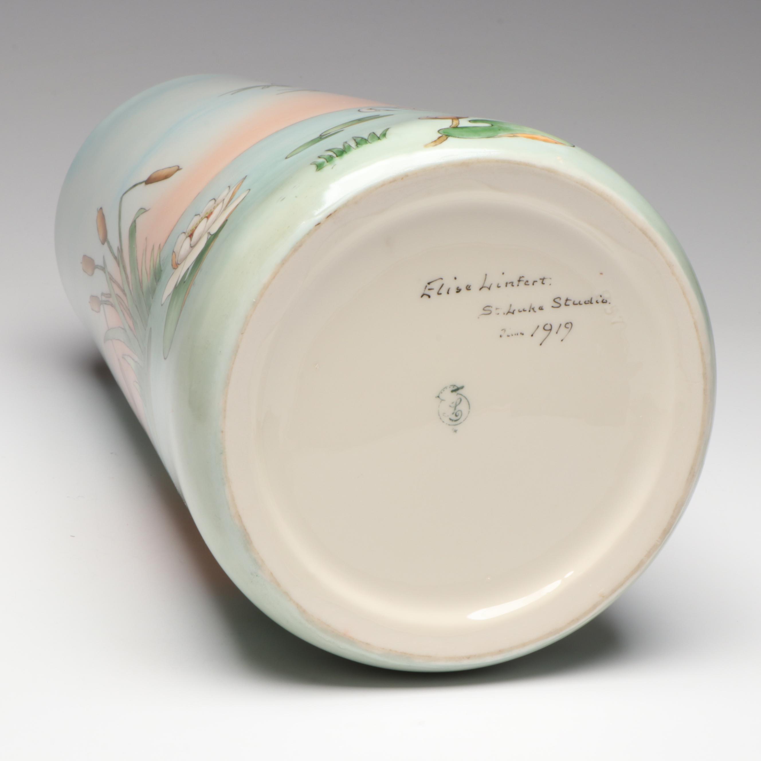 American Belleek Hand-Painted Vase, circa 1919