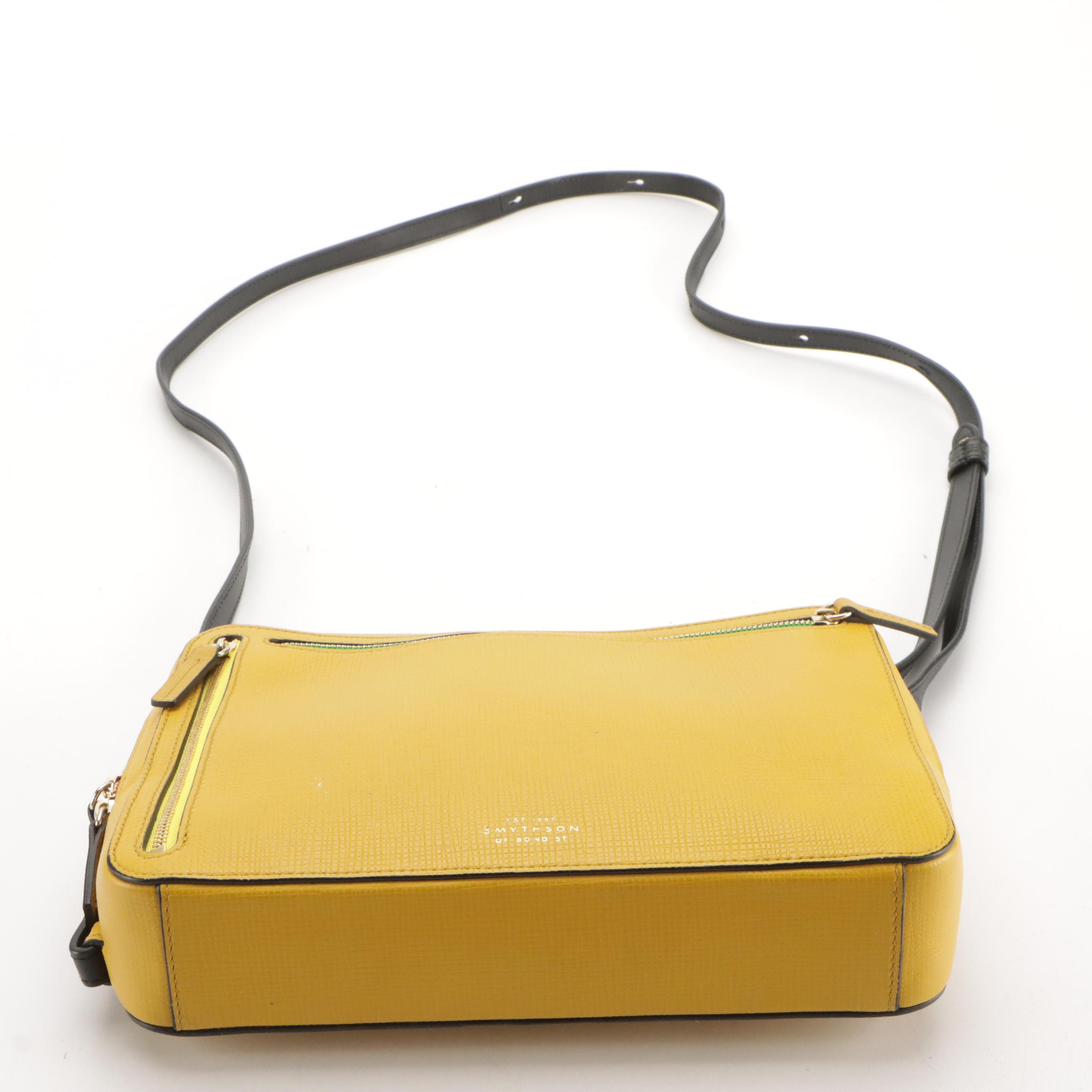 Smythson of Bond Street Multi-Zip Crossbody Bag in Leather