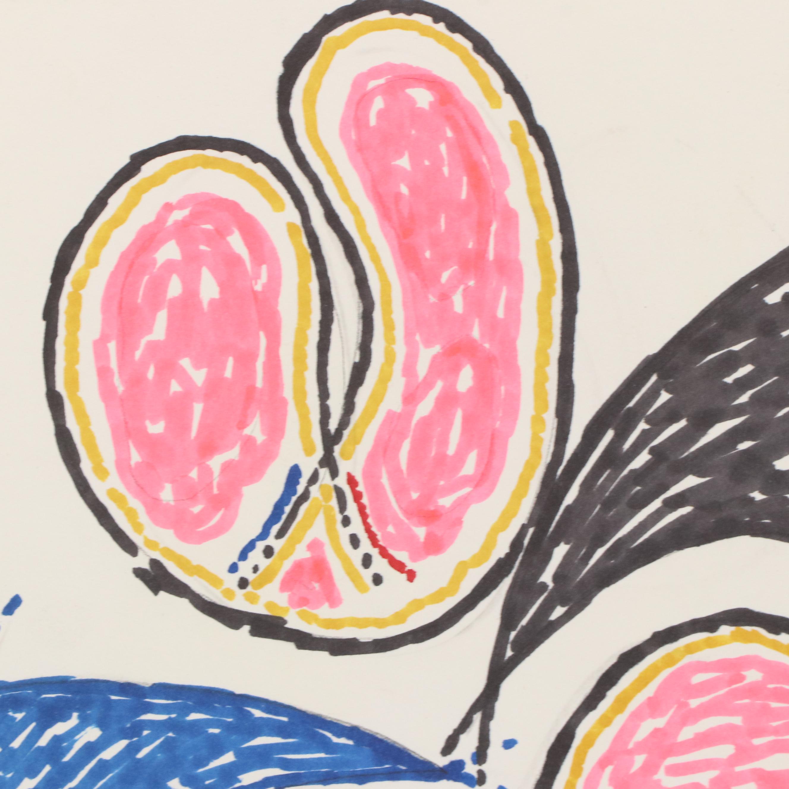 Achillo “Achi” Sullo Biomorphic Ink Drawing, Mid-Late 20th Century