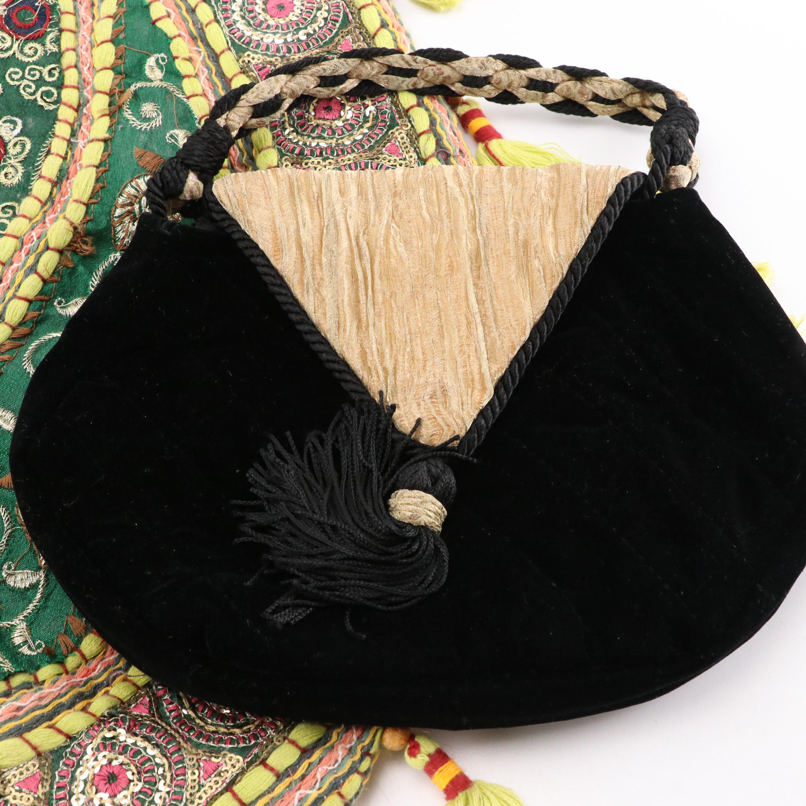 Blue Tree Sequin Parrot Crossbody, Caraman Handbag with Other Large Beaded Tote