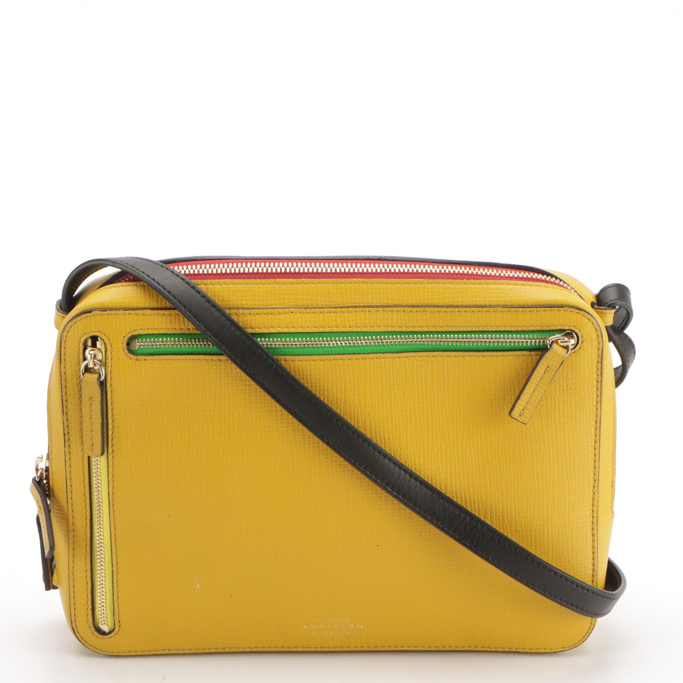 Smythson of Bond Street Multi-Zip Crossbody Bag in Leather