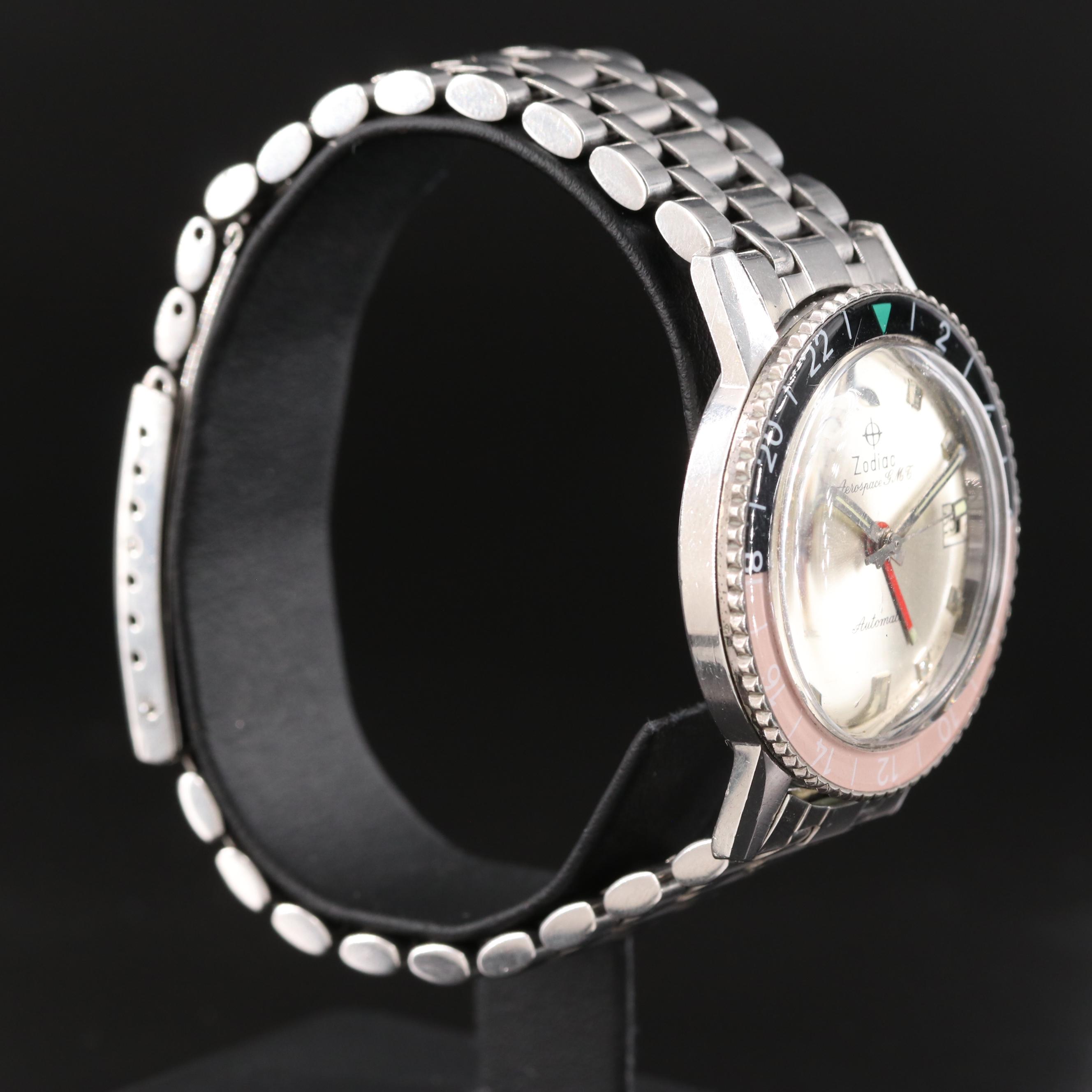 Vintage Zodiac Aerospace GMT Steel Automatic Watch