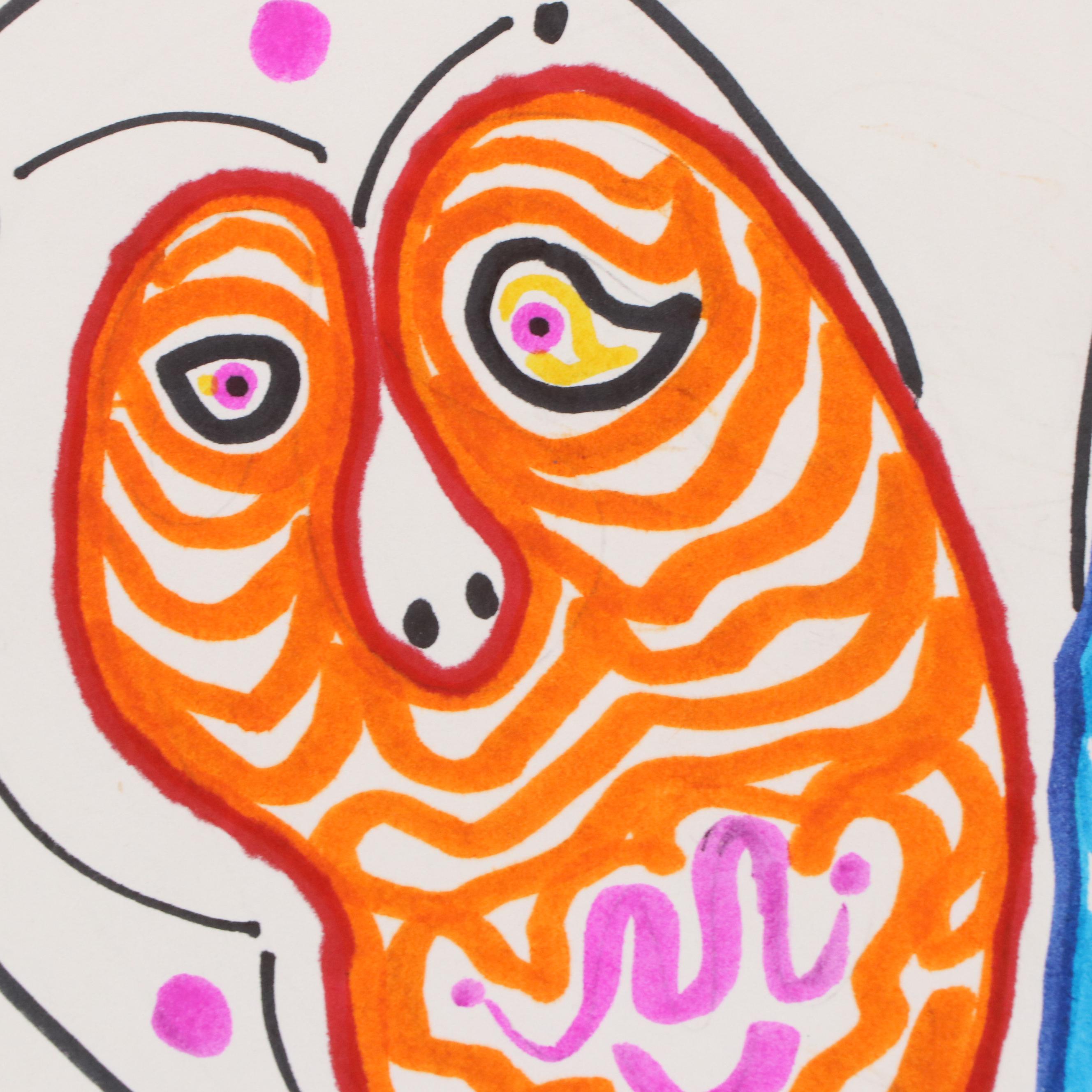 Achillo “Achi” Sullo Stylized Figure Ink Drawing, Mid–Late 20th Century