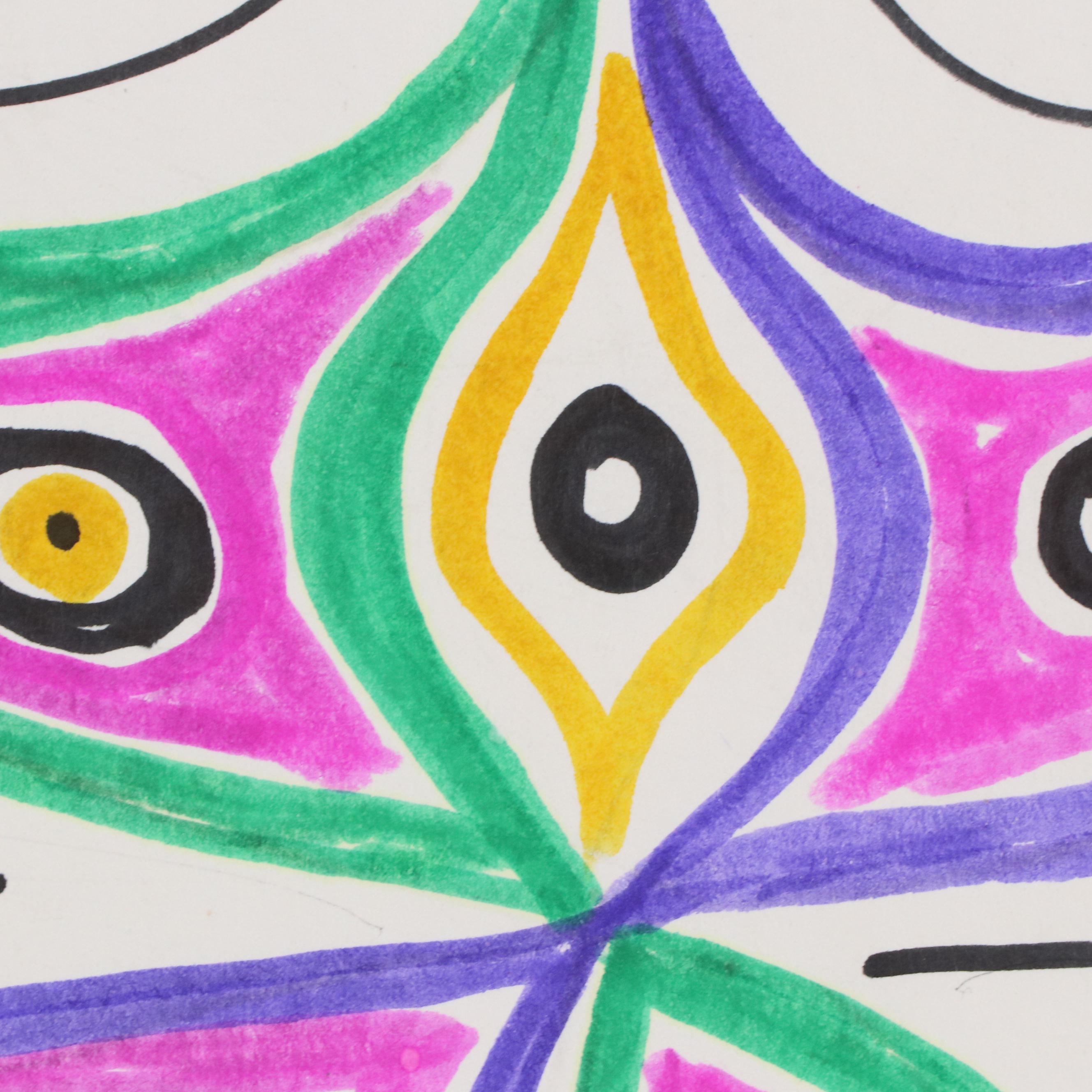 Achillo “Achi” Sullo Stylized Figure Ink Drawing, Mid–Late 20th Century