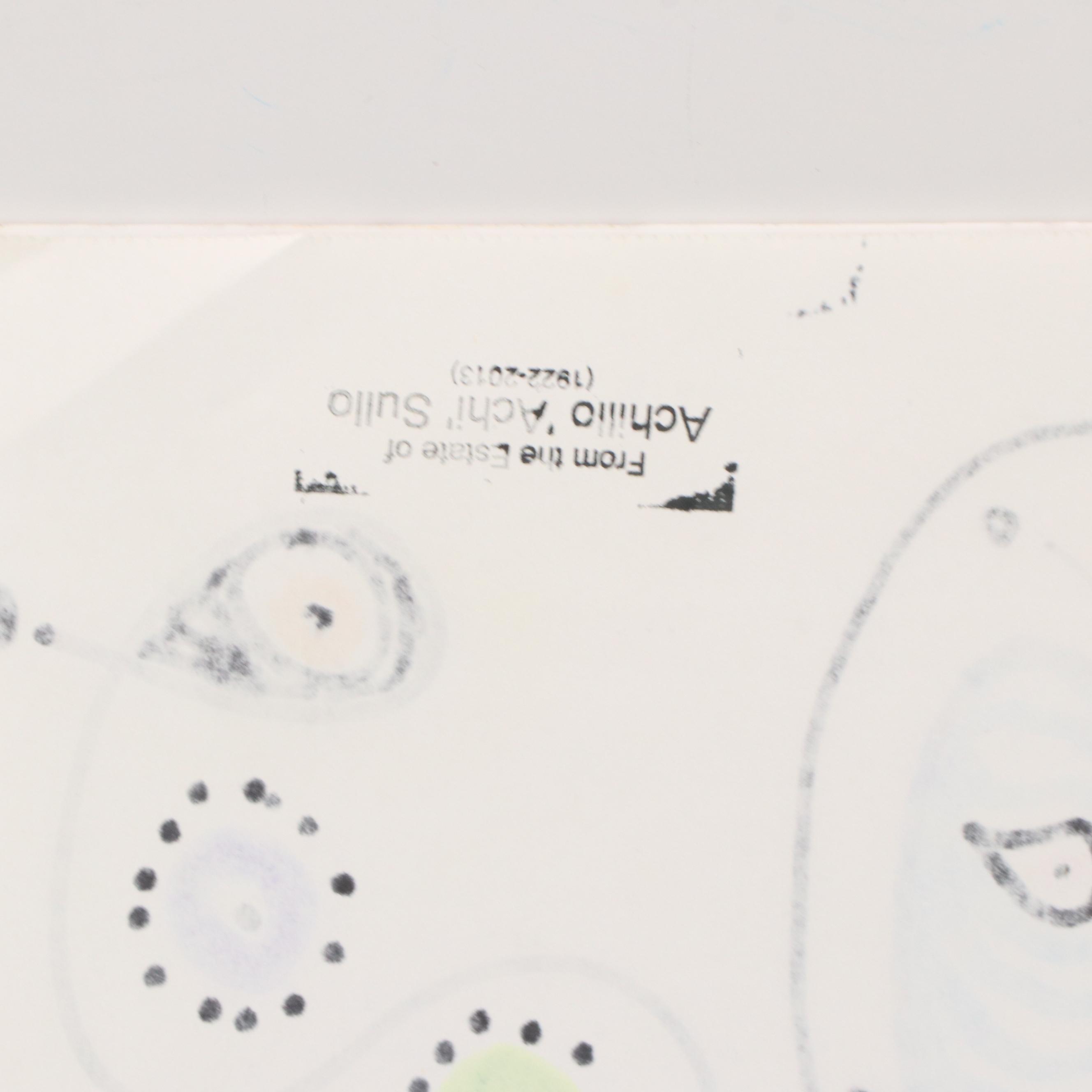 Achillo “Achi” Sullo Stylized Figure Ink Drawing, Mid–Late 20th Century