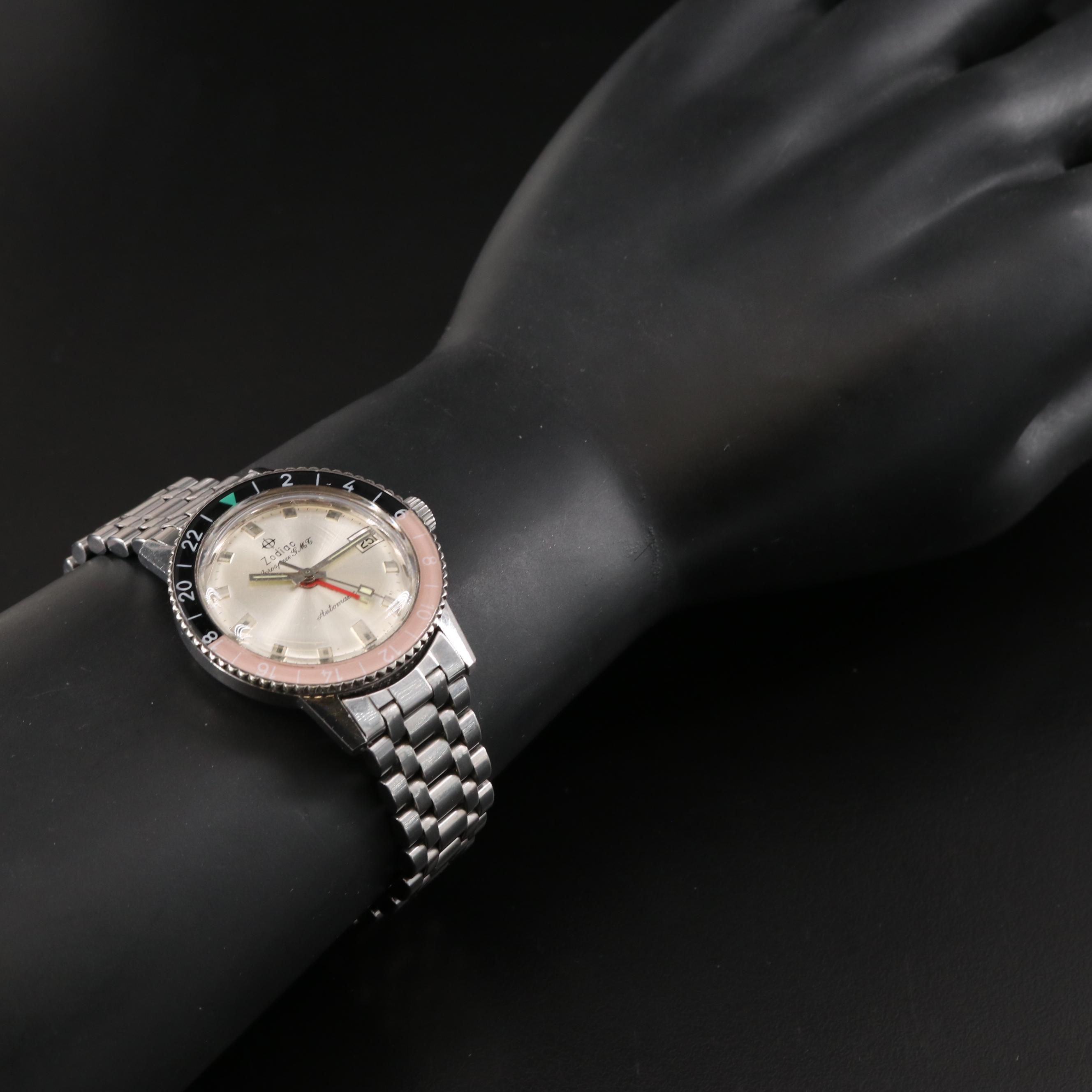 Vintage Zodiac Aerospace GMT Steel Automatic Watch