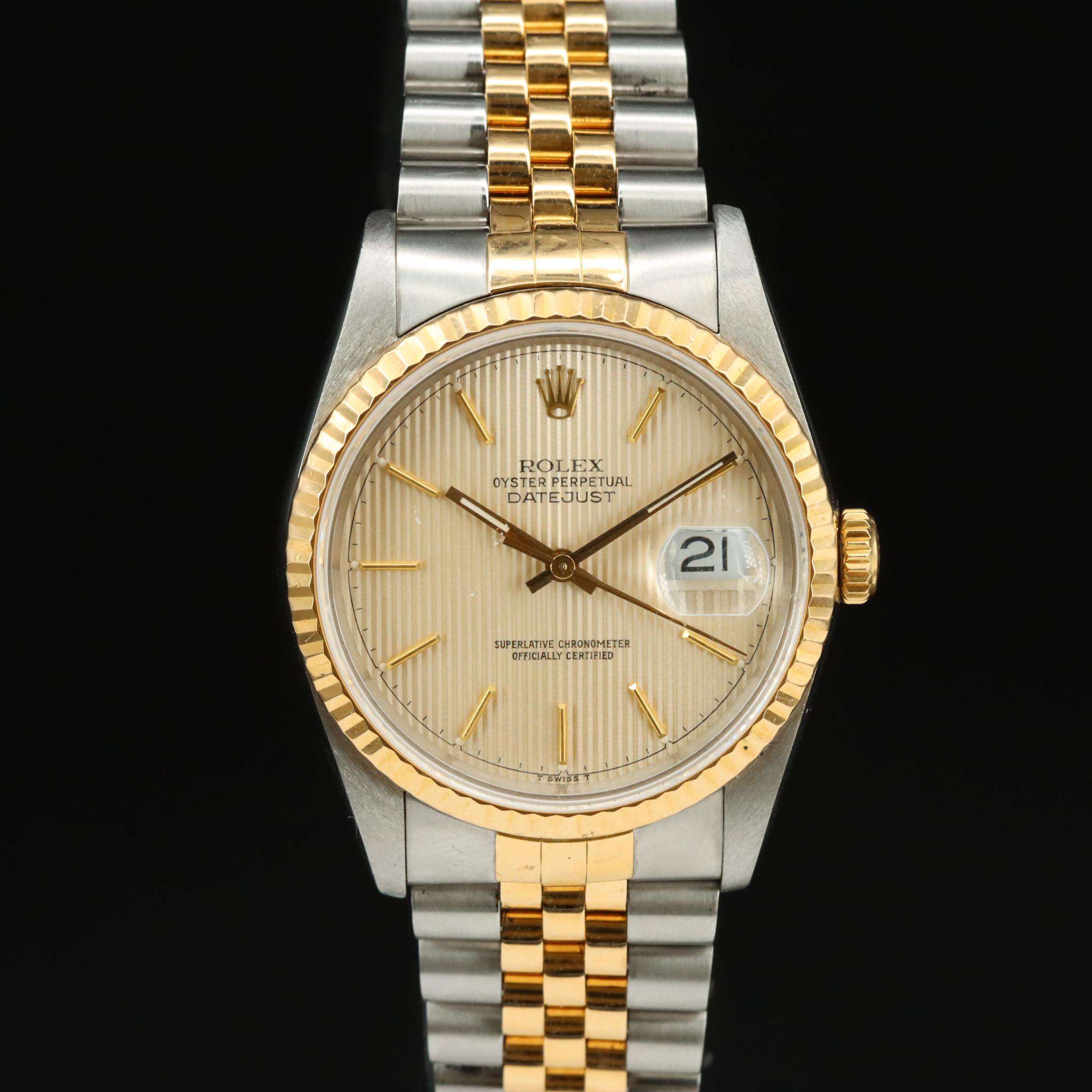 1989 Rolex Tapestry Dial Datejust Watch