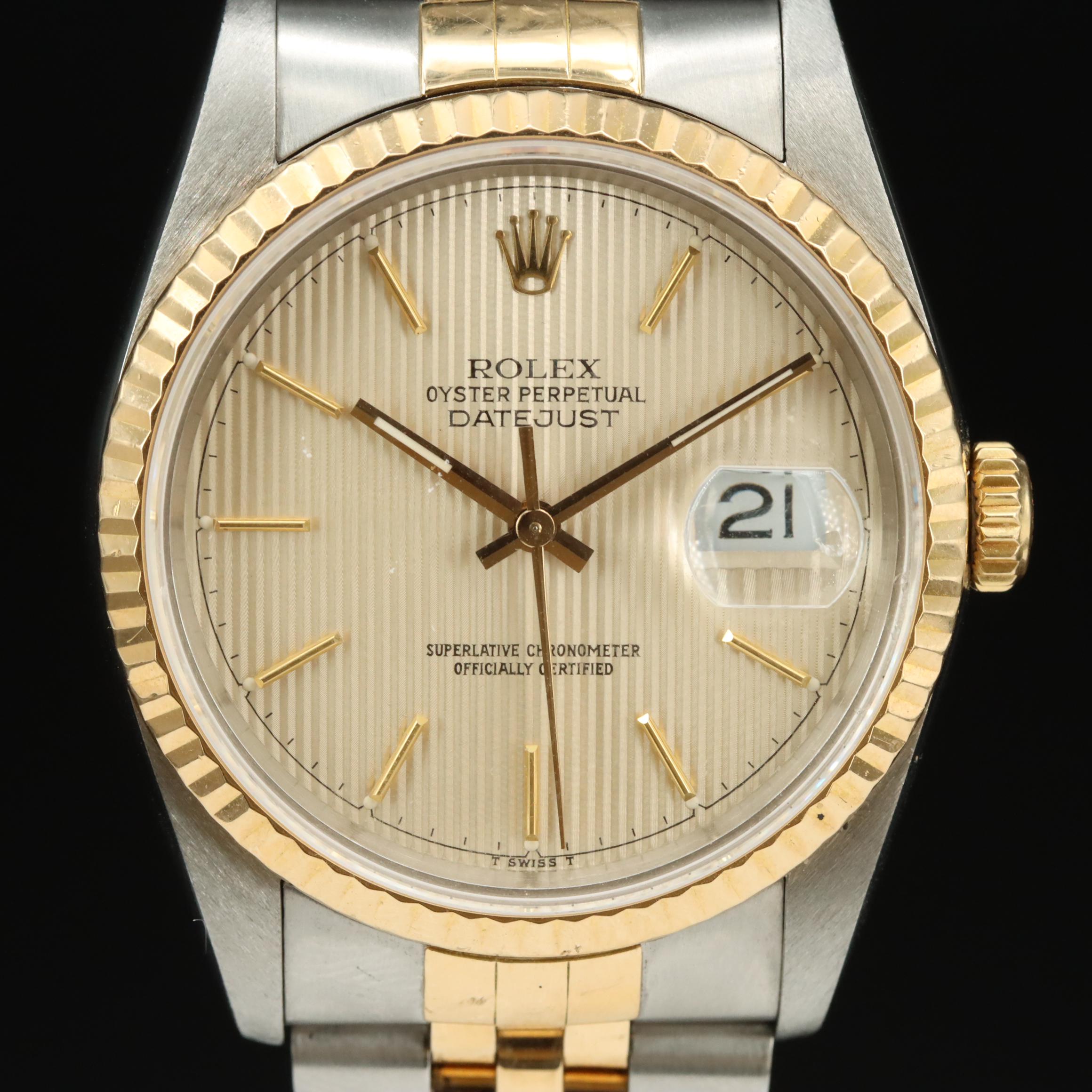 1989 Rolex Tapestry Dial Datejust Watch
