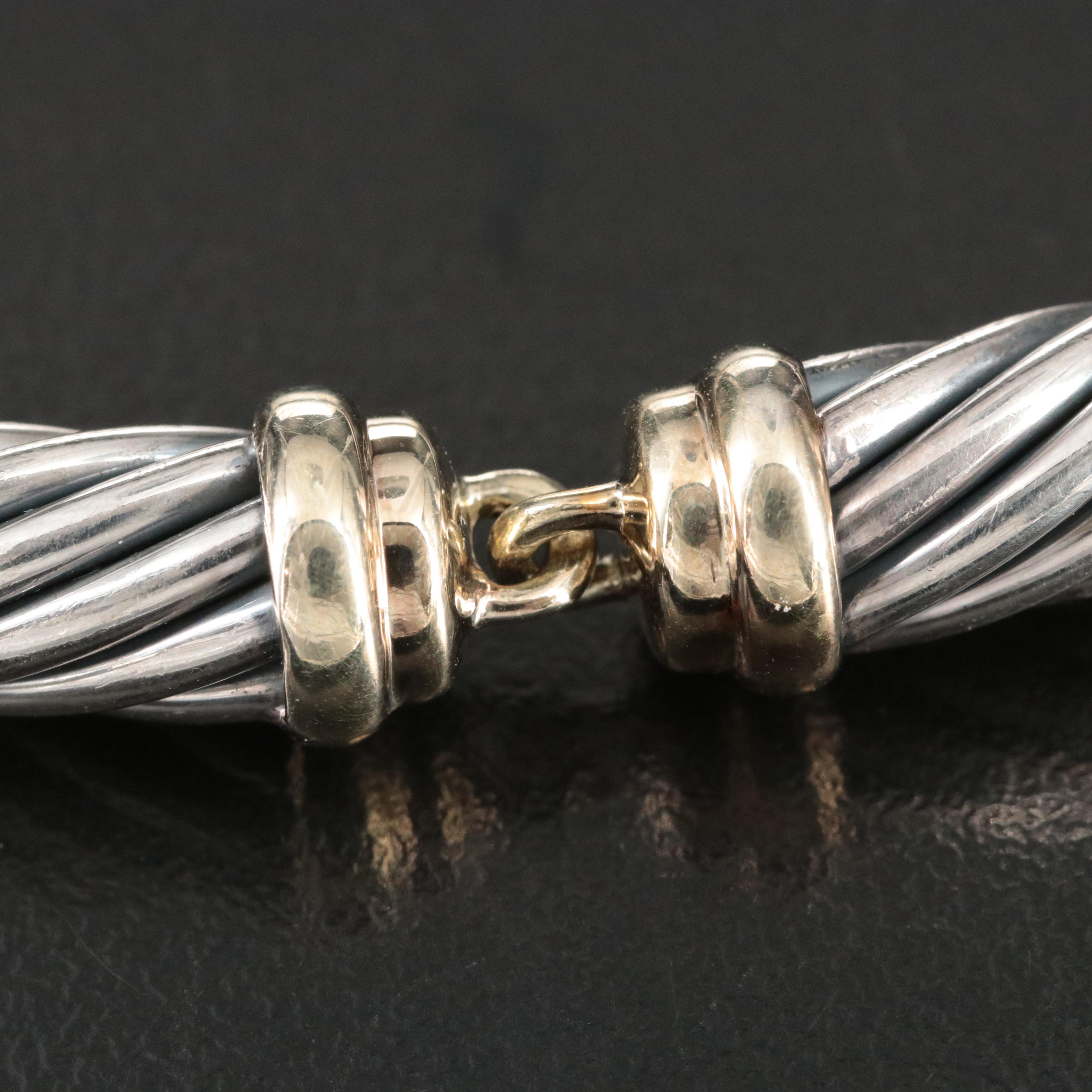 David Yurman Classic Cable Sterling and 14K Choker Necklace