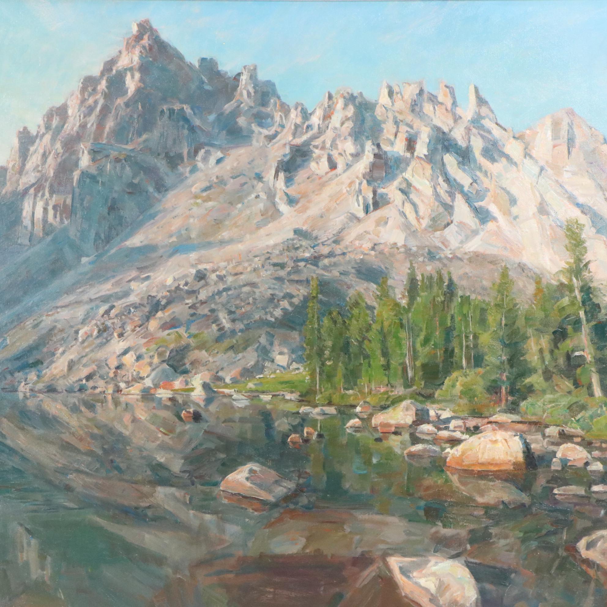 Francis Switzer Oil Landscape Painting With Mountains, 21st Century