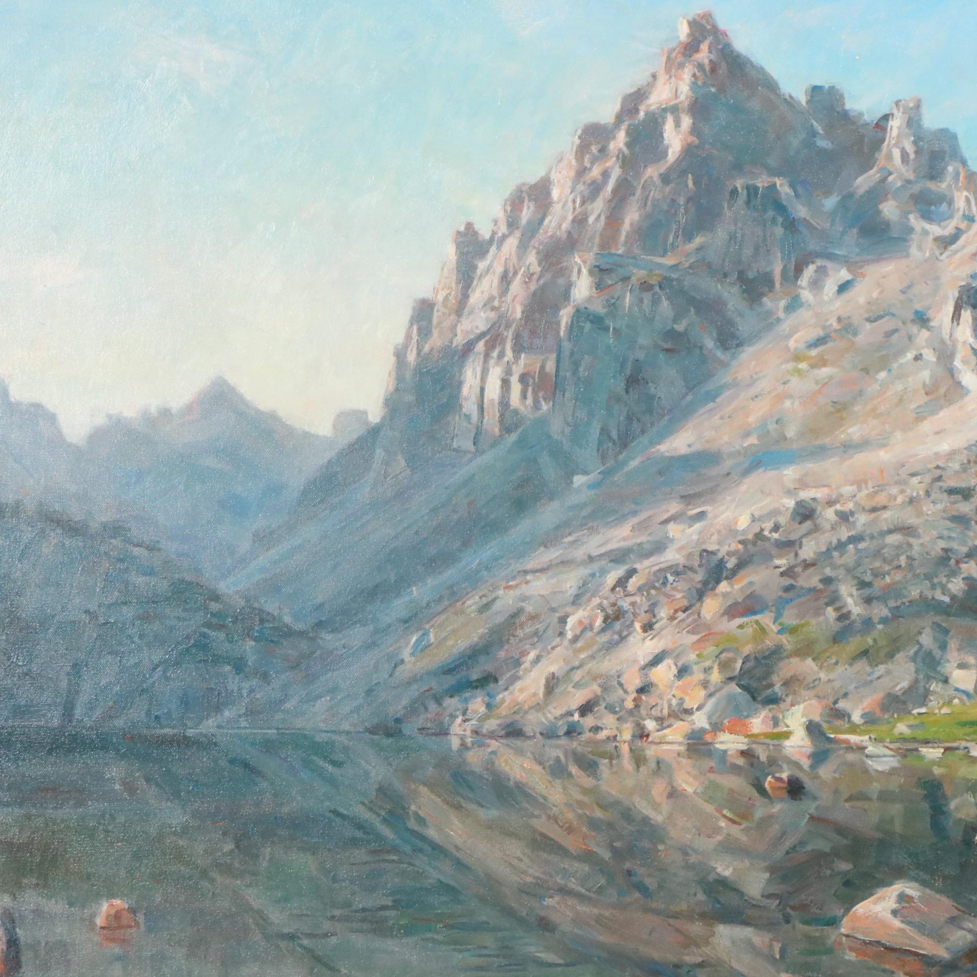 Francis Switzer Oil Landscape Painting With Mountains, 21st Century