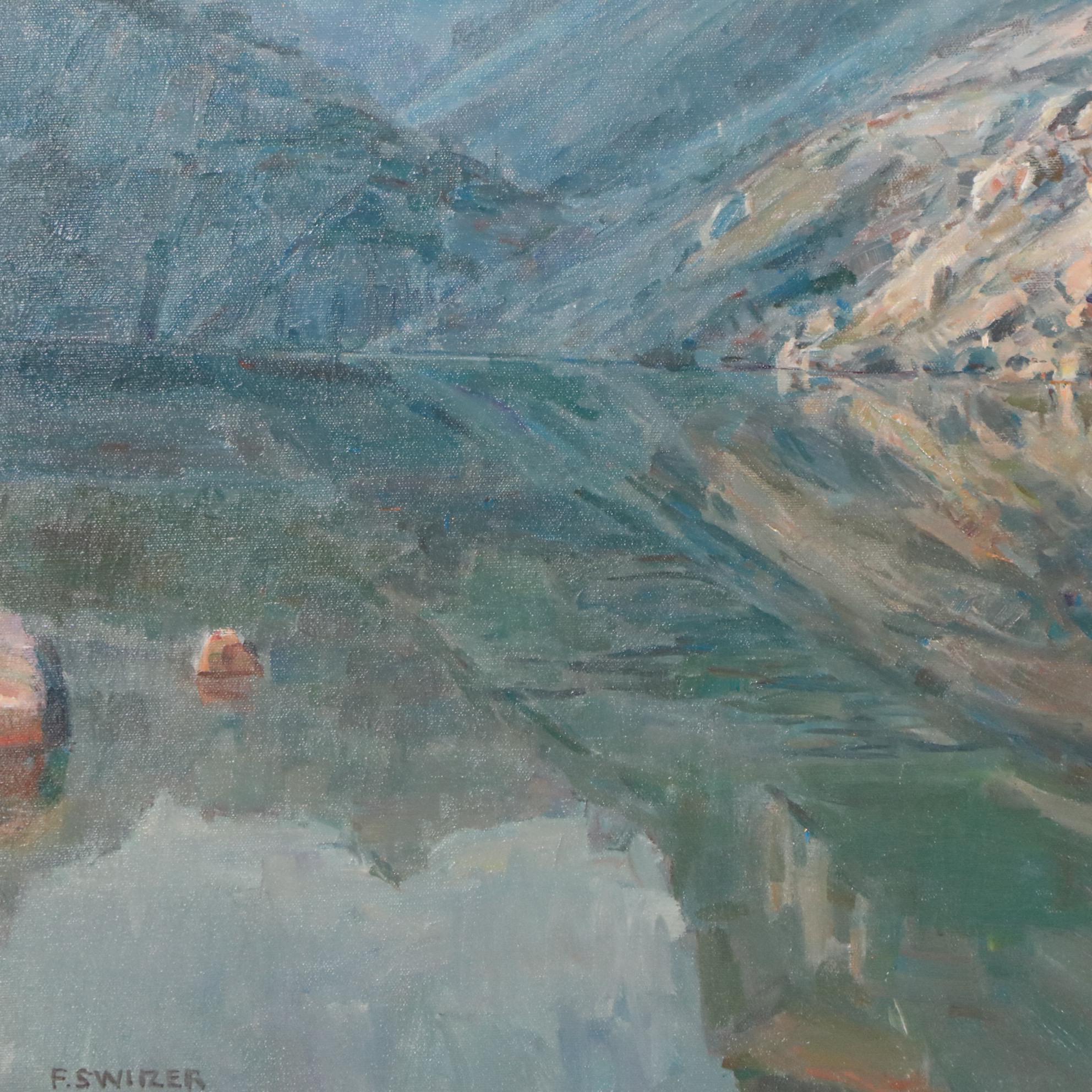 Francis Switzer Oil Landscape Painting With Mountains, 21st Century