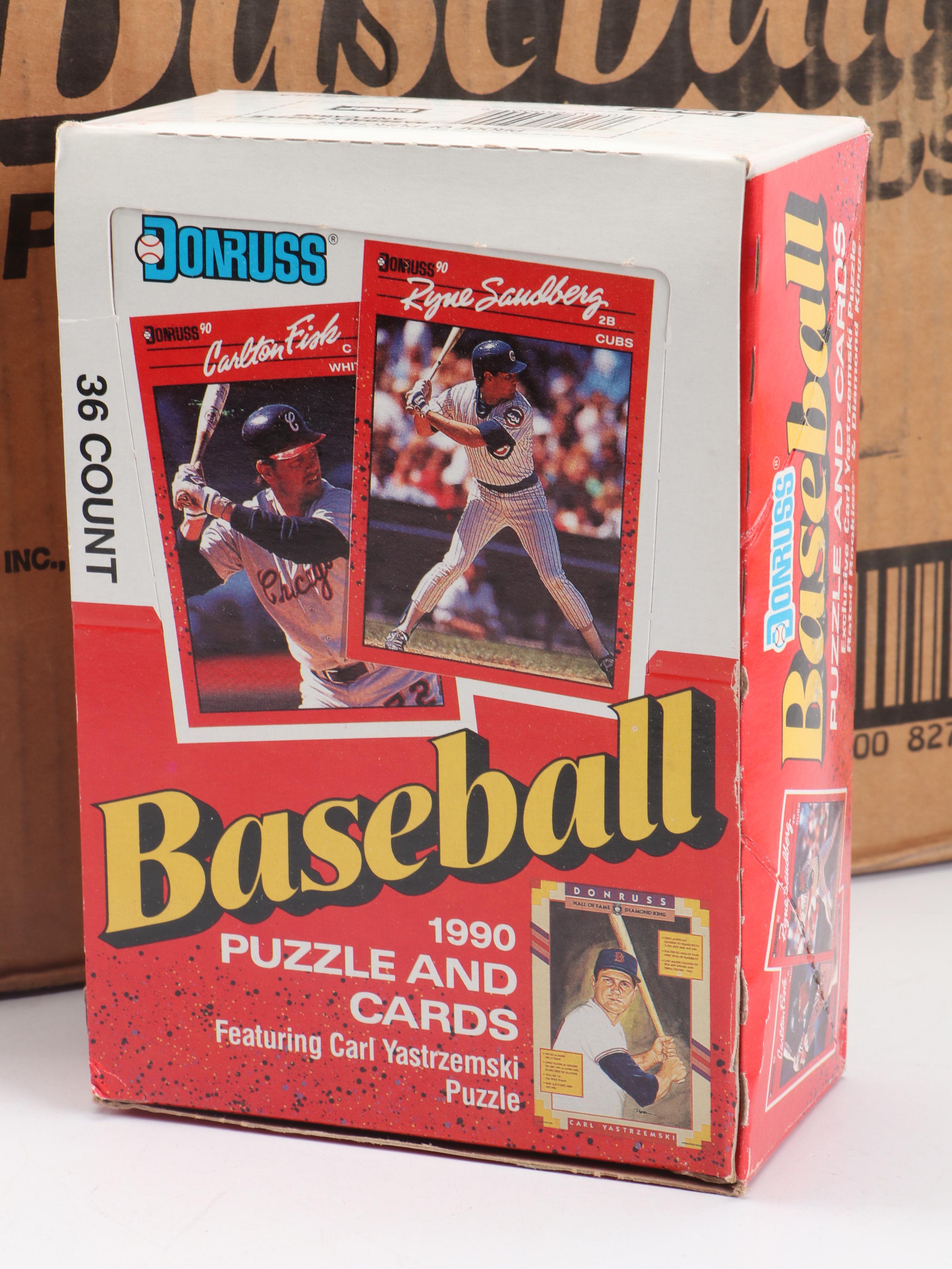 1990 Donruss Sealed Baseball Trading Card Packs with Open Case