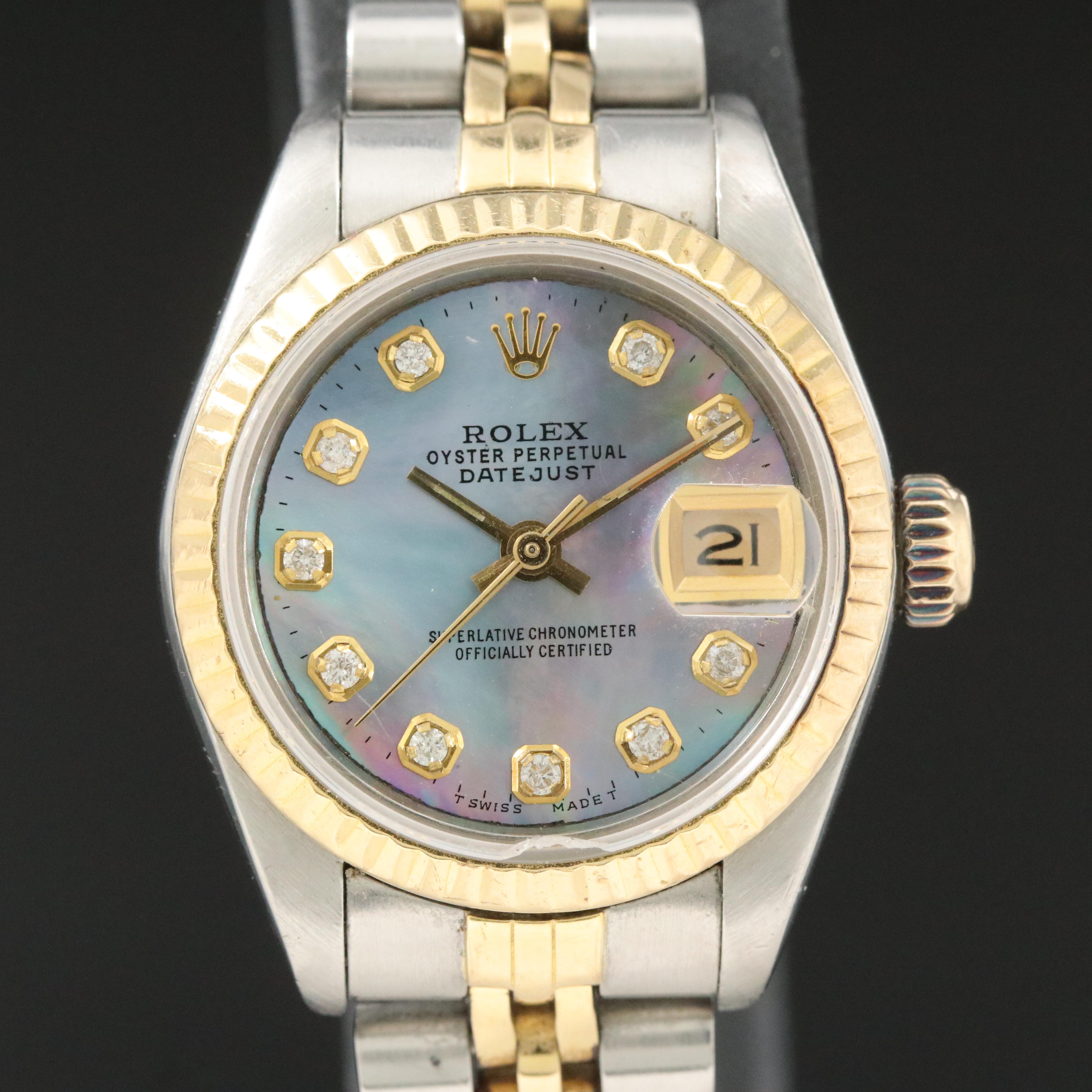 1983 Rolex Custom Diamond Mother-of-Pearl Dial Datejust Watch