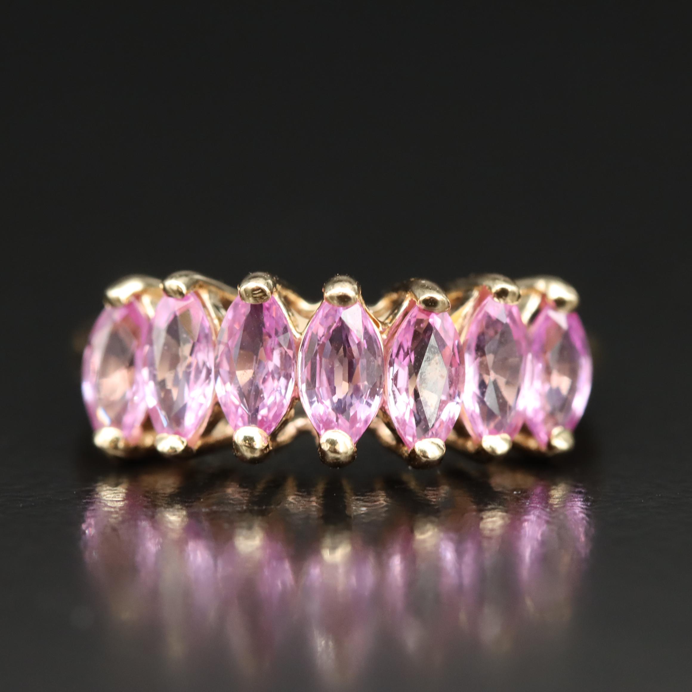 14K Pink Sapphire Pyramid Ring