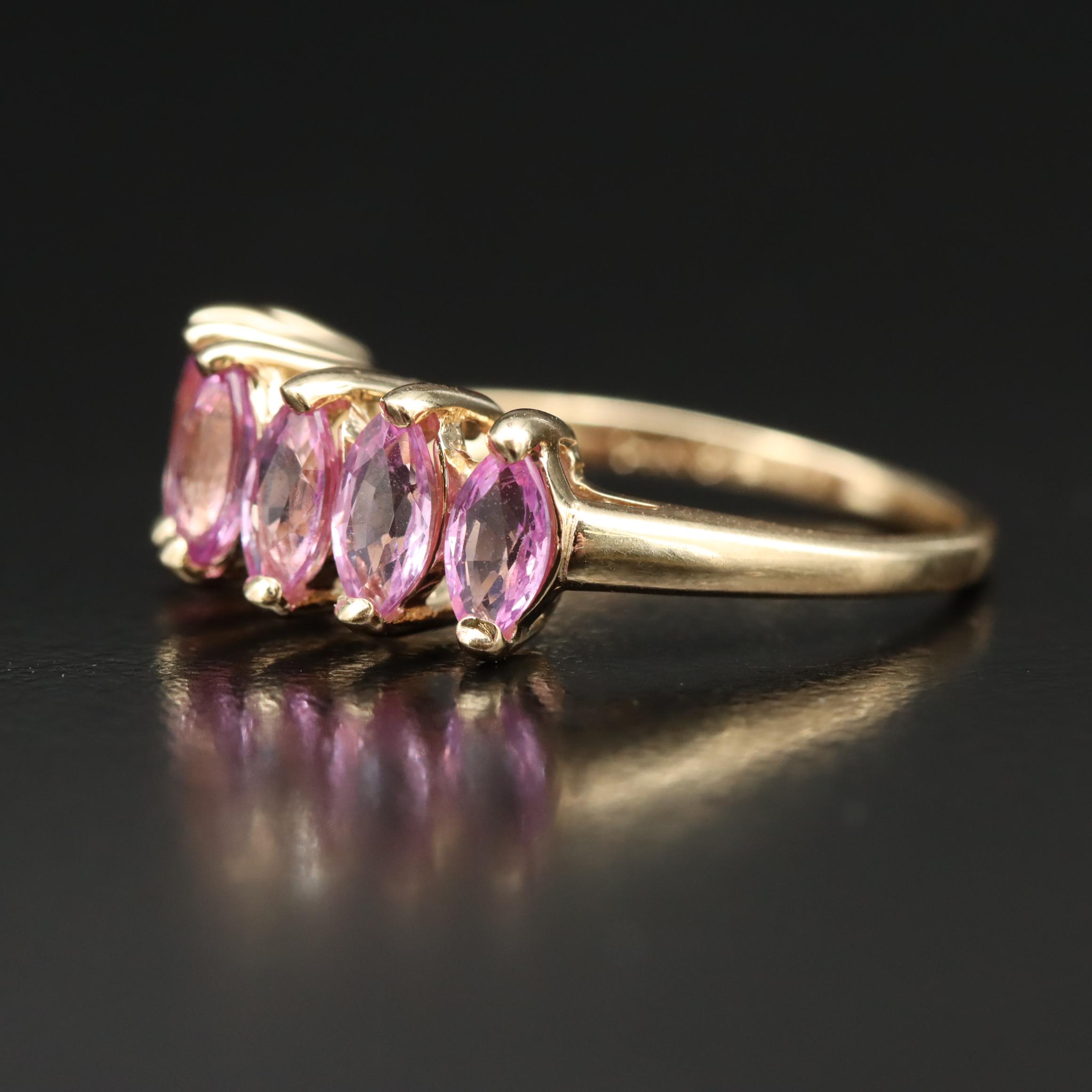 14K Pink Sapphire Pyramid Ring