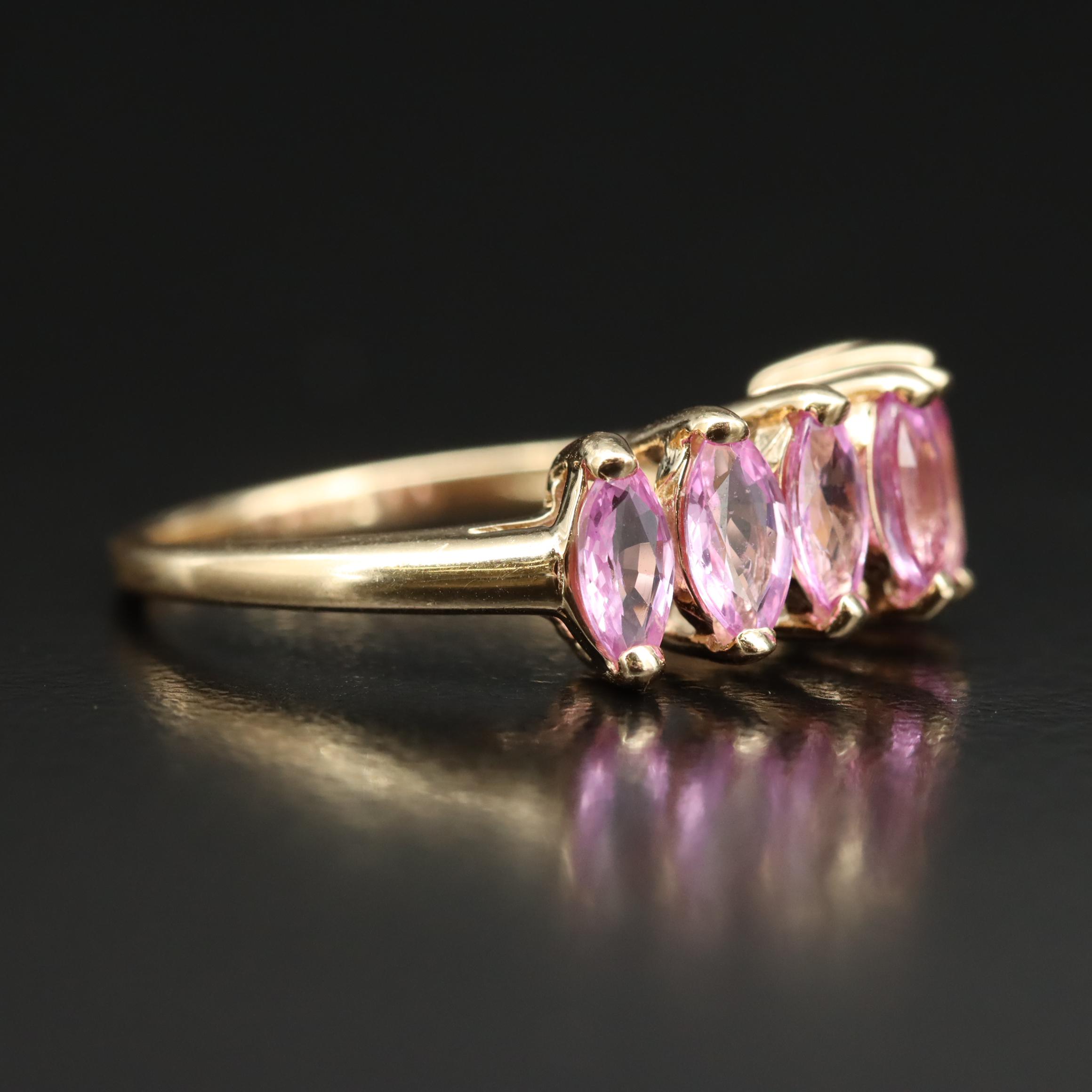 14K Pink Sapphire Pyramid Ring